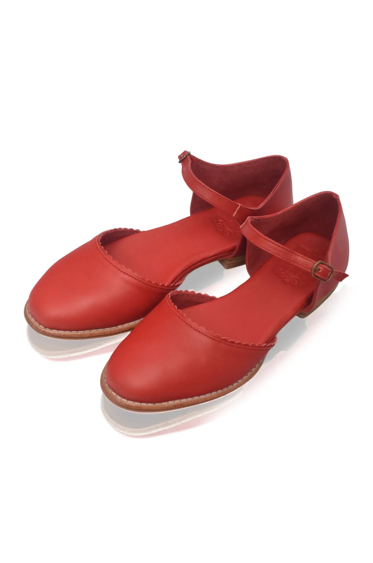 Laurel Scalloped D’Orsay Leather Flats by ELF