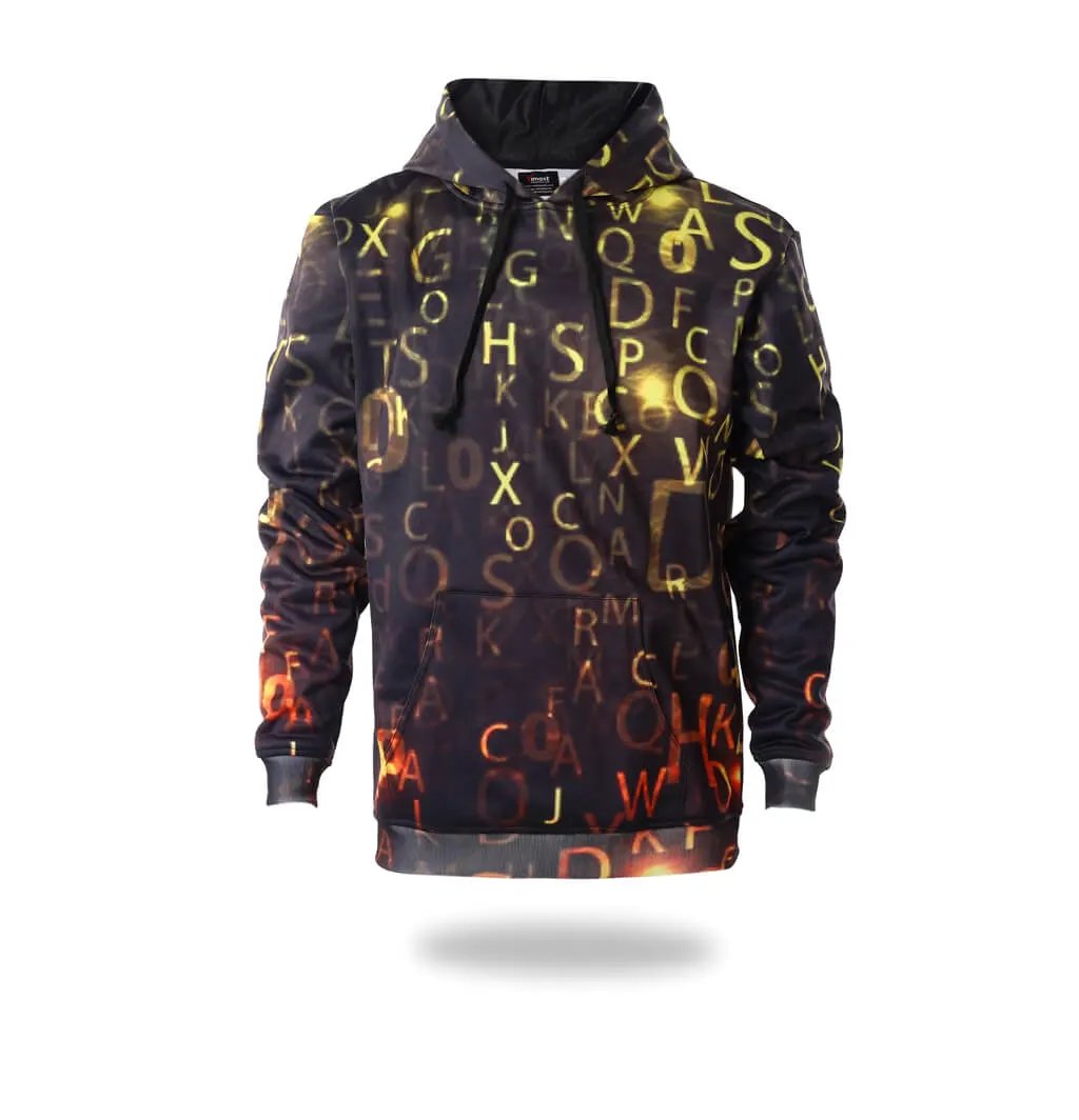 Black Letter Print Pullover Hoodie by Vimost Sportswear