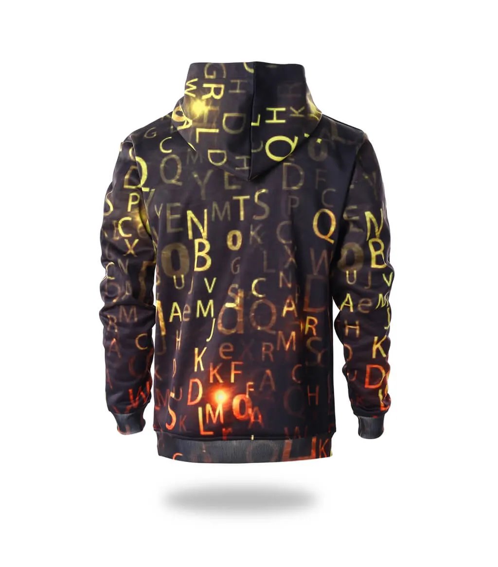 Black Letter Print Pullover Hoodie by Vimost Sportswear