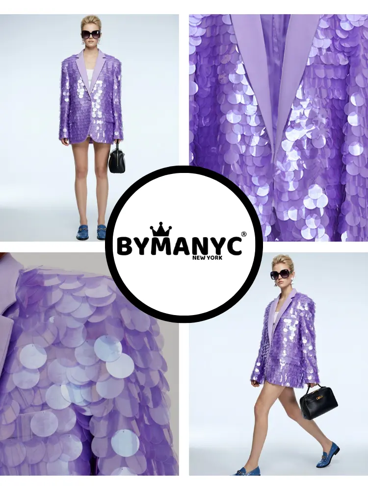 Lila Lavender Oversized Disc-Sequin Blazer • BYMANYC ® New York by BYMANYC ® New York