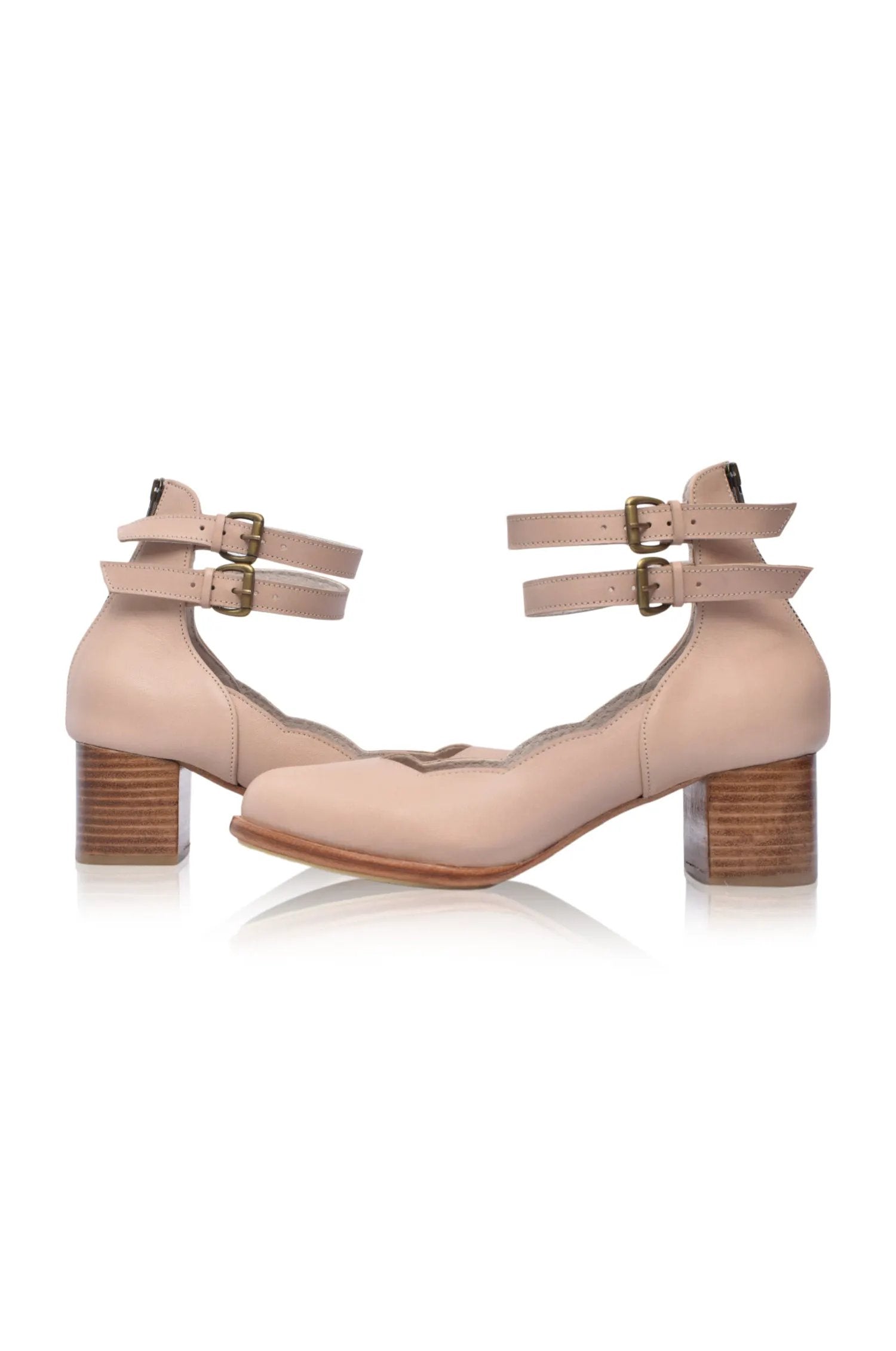 Lily Valley Scalloped Leather Heels by ELF