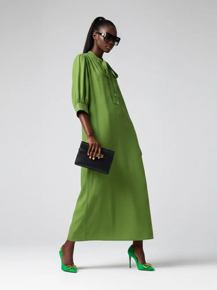 Long BRYANT Green Bow Dress Prêt-à-Porter BYMANYC ® New York by BYMANYC ® New York