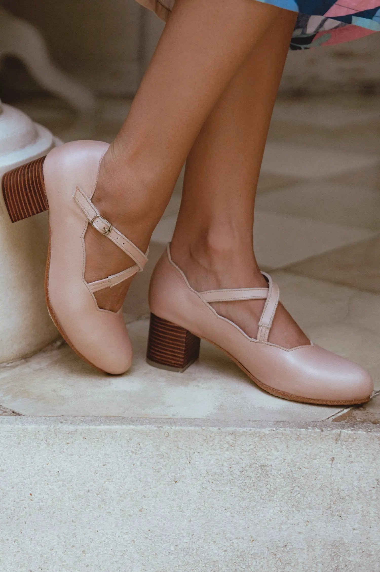 Lotus Criss Cross Leather Heels by ELF