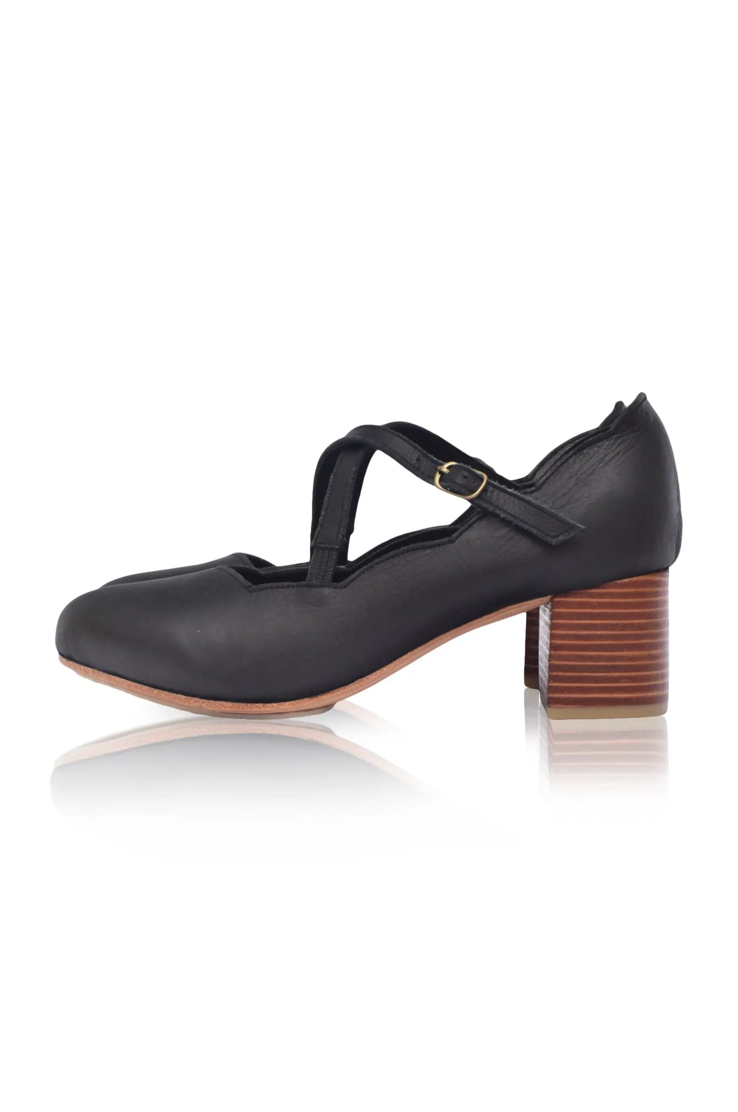 Lotus Criss Cross Leather Heels by ELF