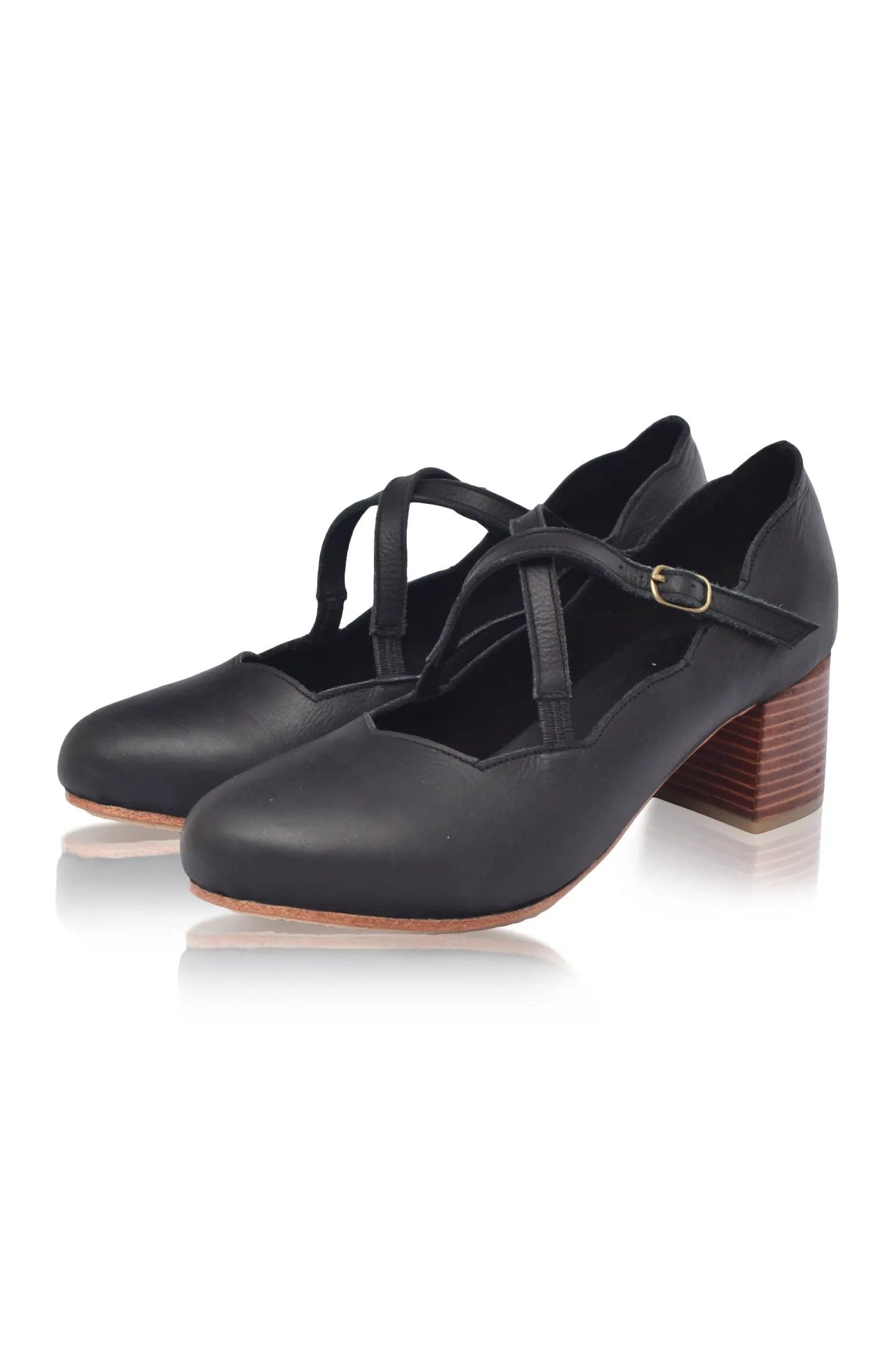 Lotus Criss Cross Leather Heels by ELF