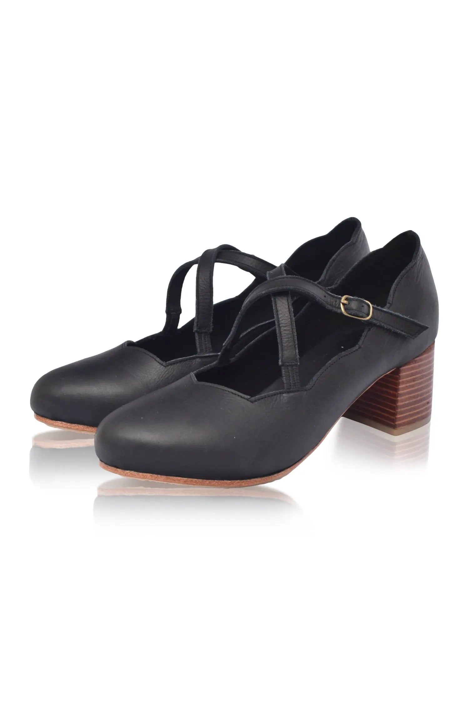 Lotus Criss Cross Leather Heels by ELF