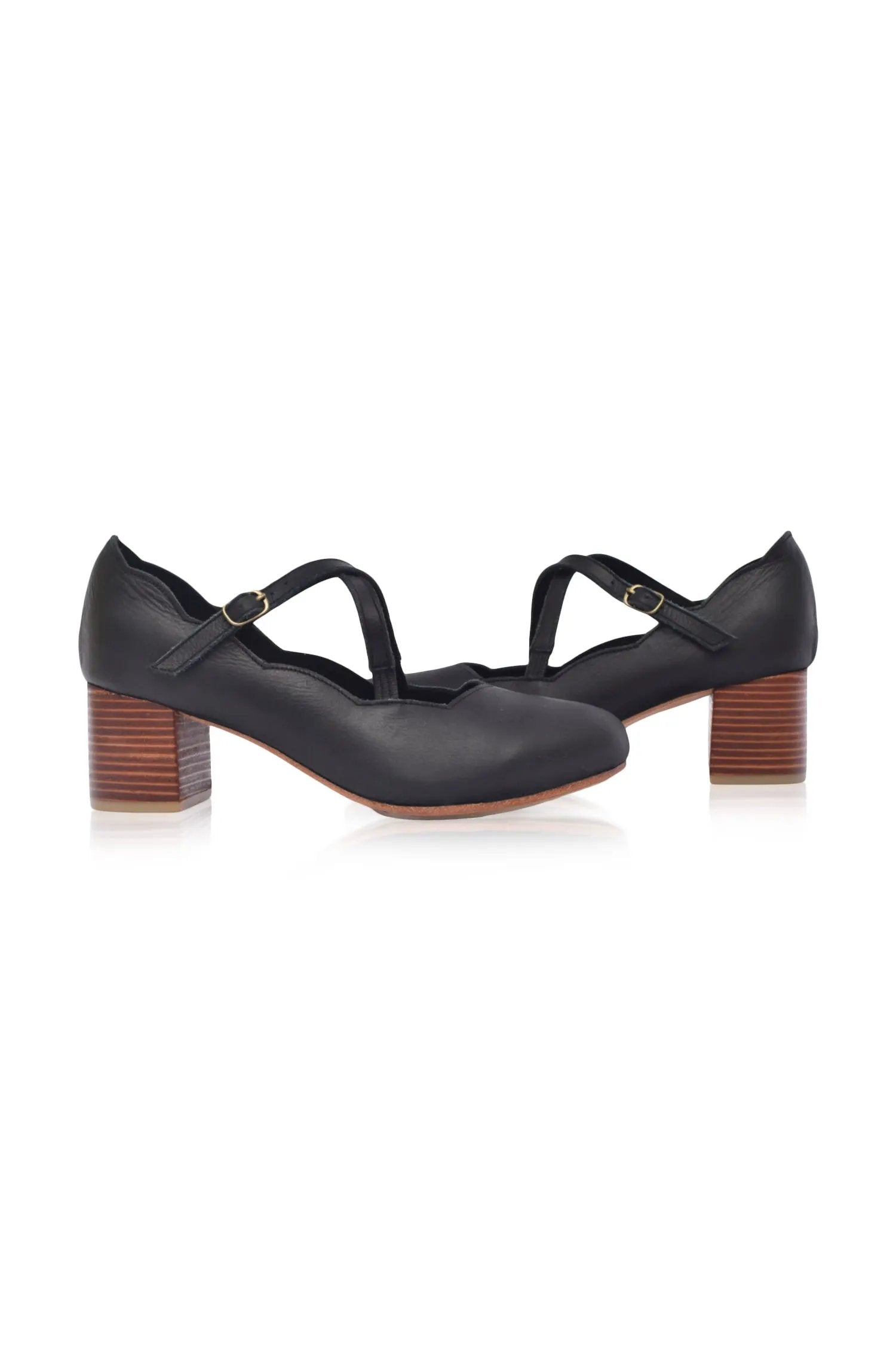 Lotus Criss Cross Leather Heels by ELF