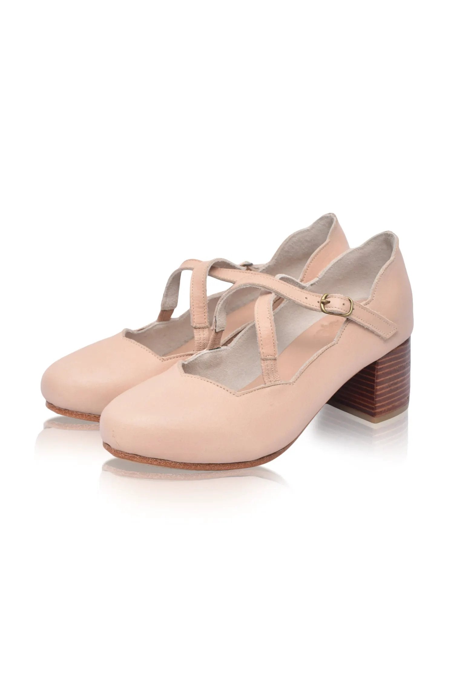 Lotus Criss Cross Leather Heels by ELF