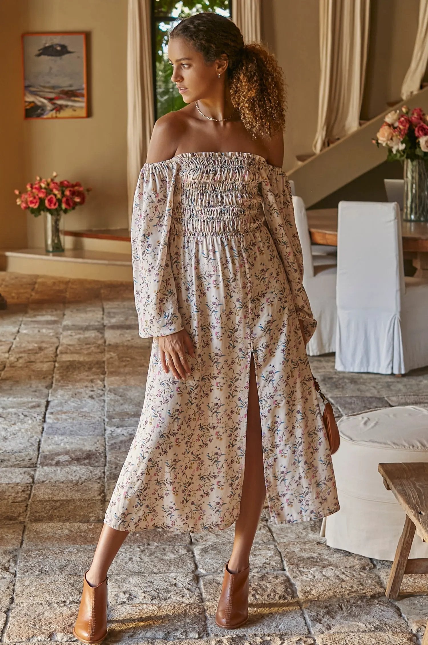 Love Story Smocked Off Shoulder Dress (Sale) by ELF