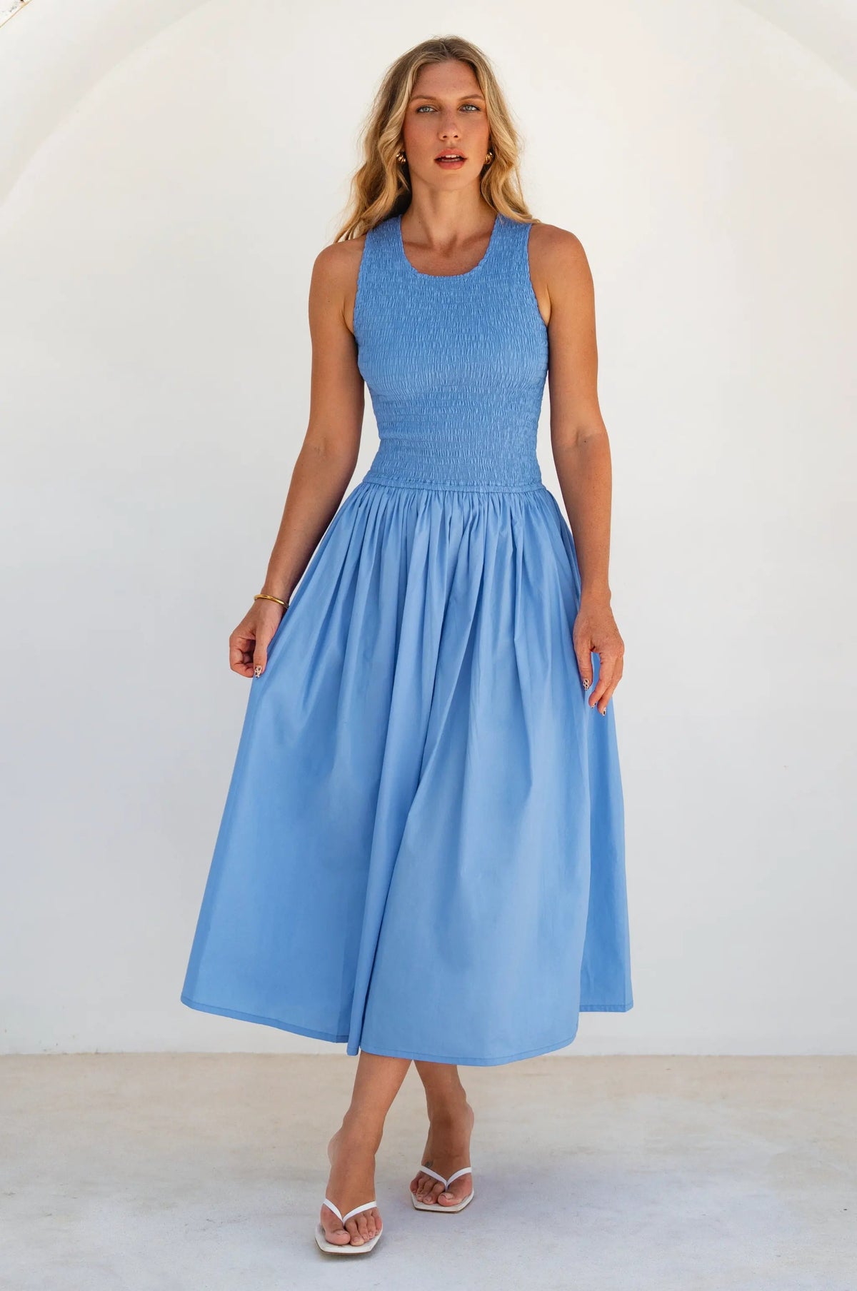 Lucciola Smocked Cotton Midi Dress by ELF