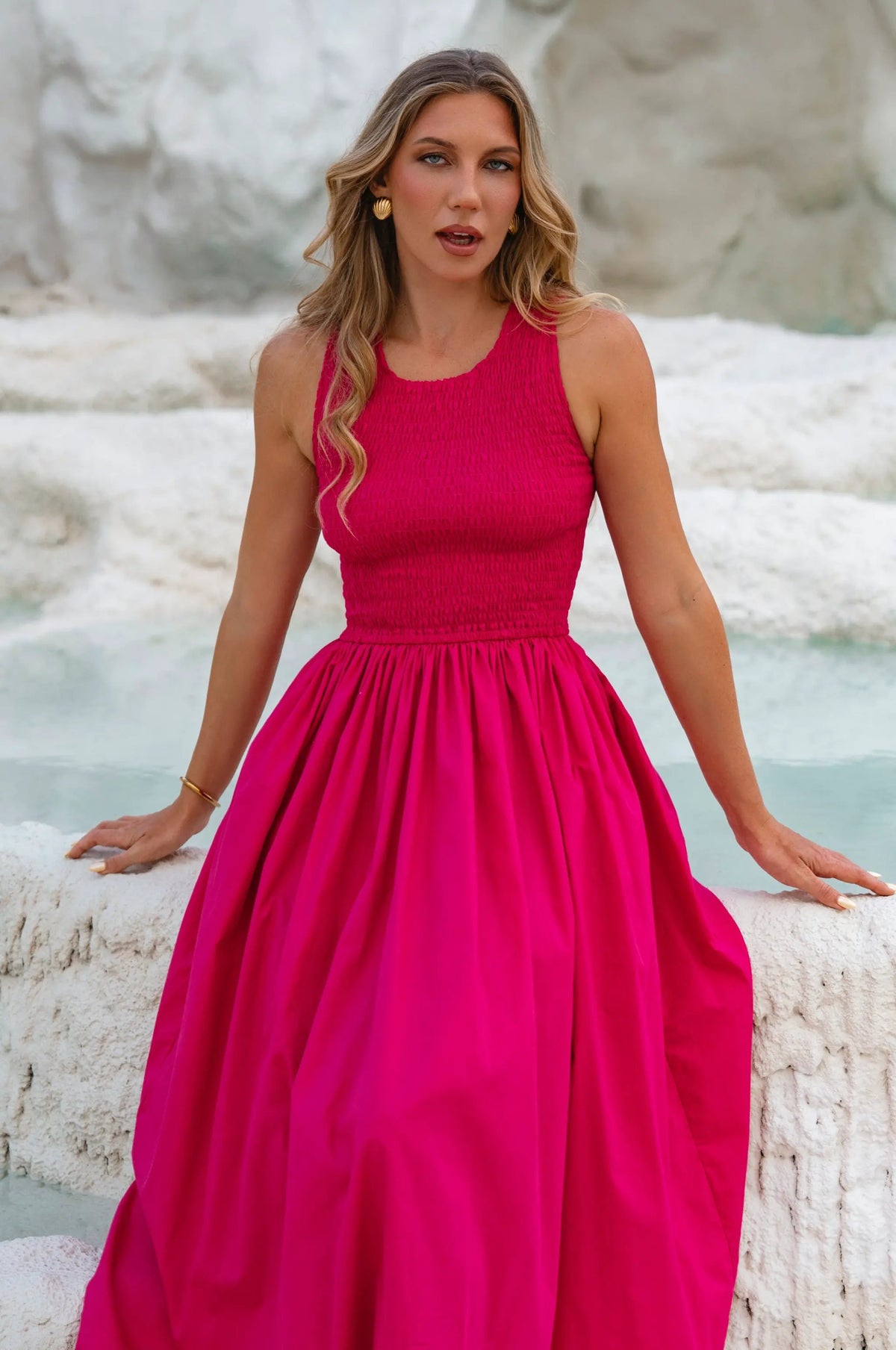 Lucciola Smocked Cotton Midi Dress by ELF