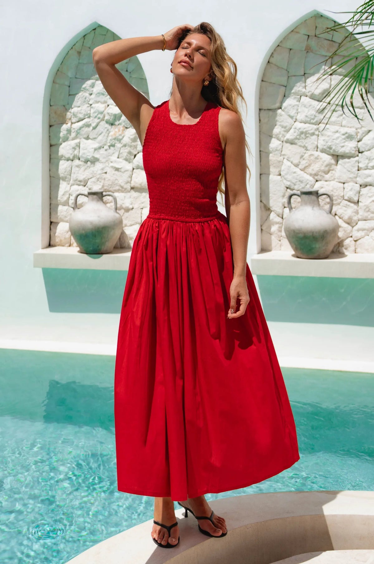 Lucciola Smocked Cotton Midi Dress by ELF