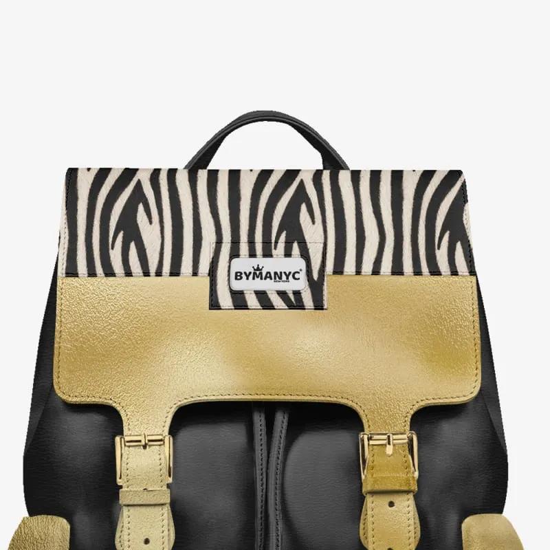Luxury Vegan Backpack ZEBRA GOLD EDGE – BYMANYC ® New York by BYMANYC ® New York
