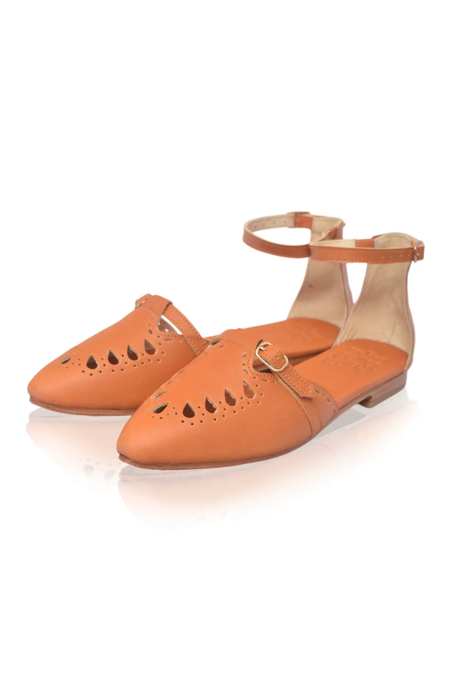 Lycette Pointed Toe Leather Flats by ELF