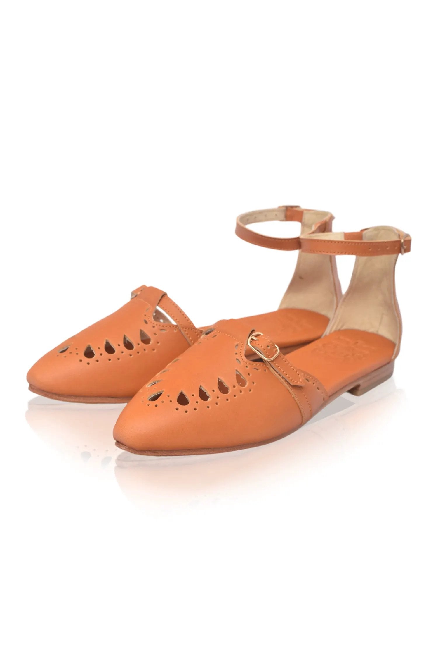 Lycette Pointed Toe Leather Flats by ELF