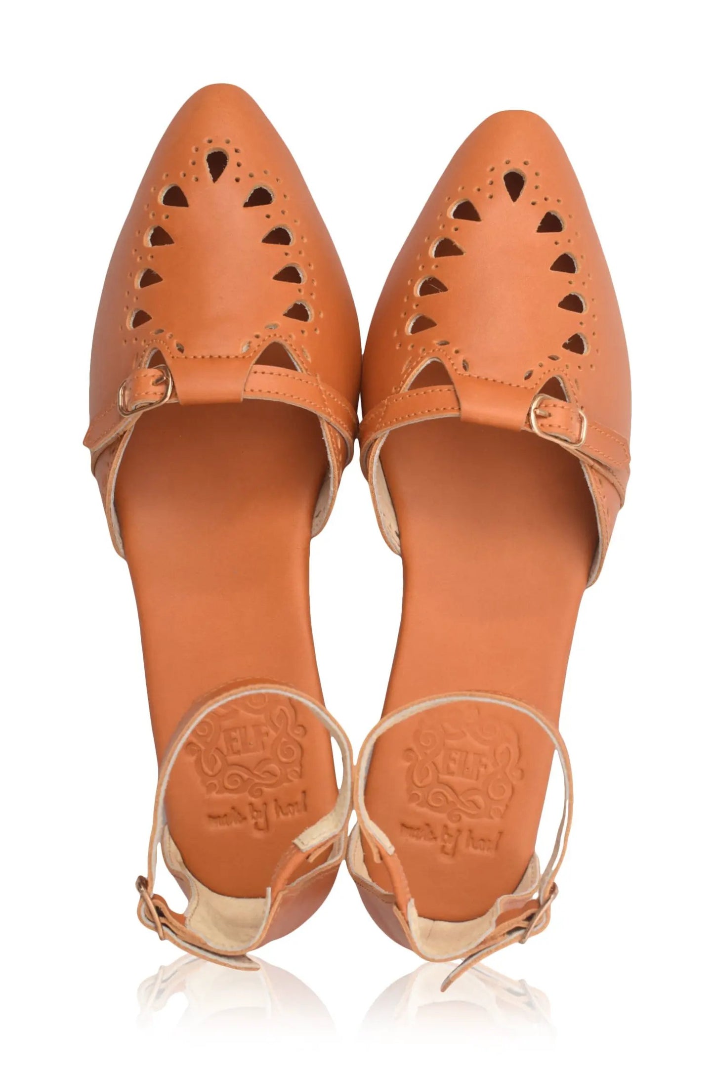 Lycette Pointed Toe Leather Flats by ELF