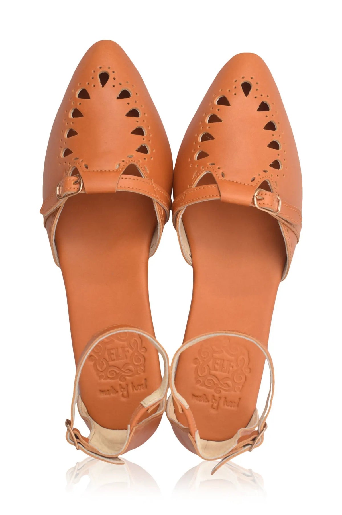 Lycette Pointed Toe Leather Flats by ELF