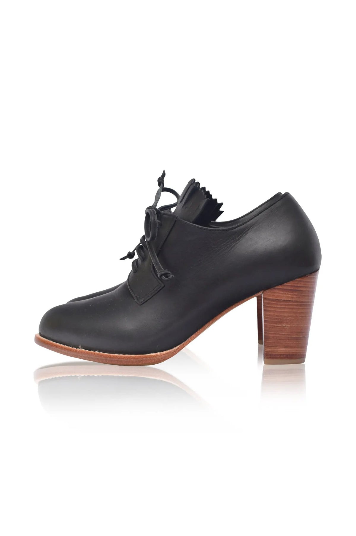 Lyon Lace-Up Leather Oxford Heels by ELF