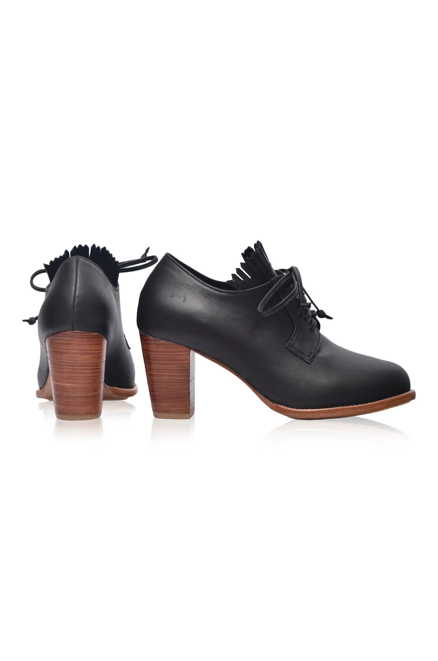 Lyon Lace-Up Leather Oxford Heels by ELF