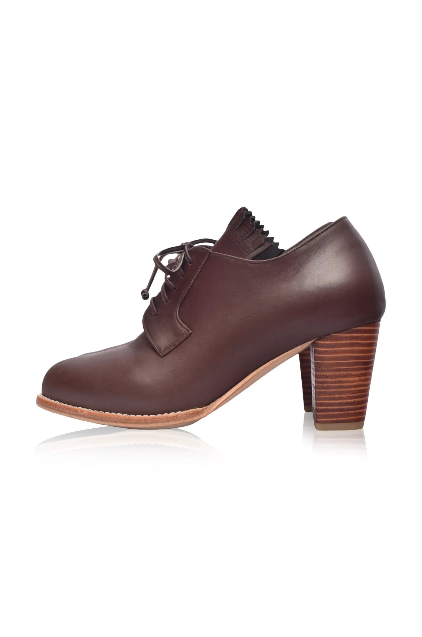 Lyon Lace-Up Leather Oxford Heels by ELF