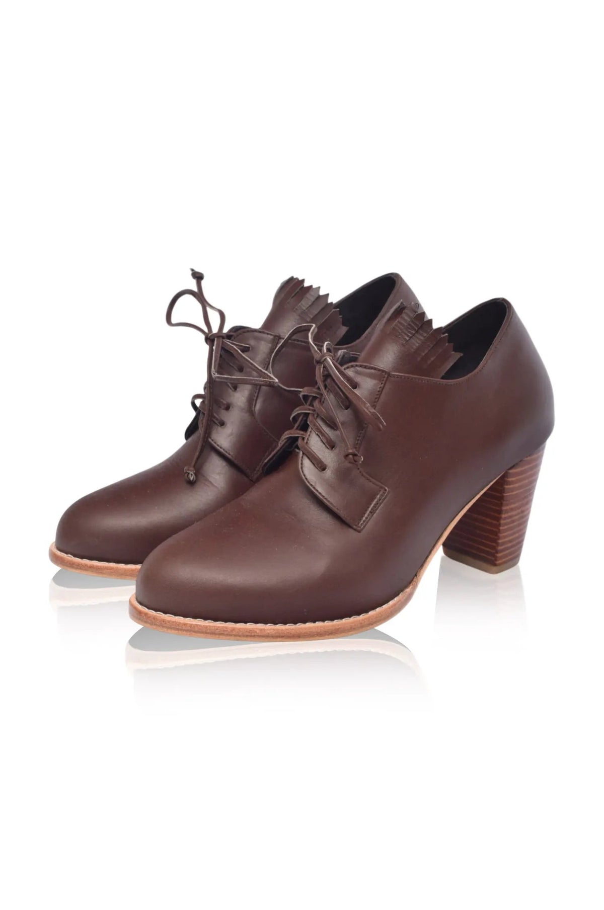 Lyon Lace-Up Leather Oxford Heels by ELF
