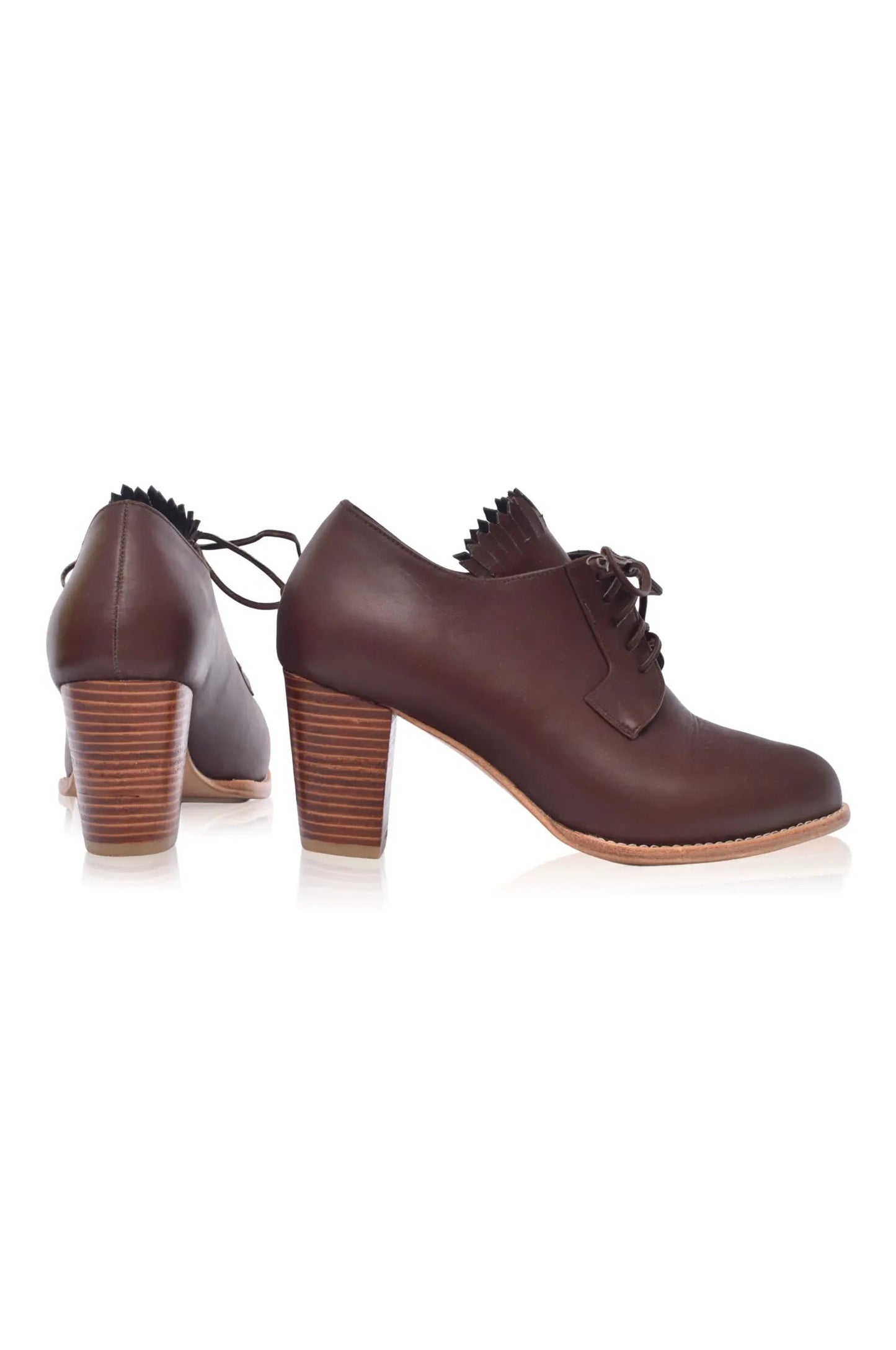 Lyon Lace-Up Leather Oxford Heels by ELF