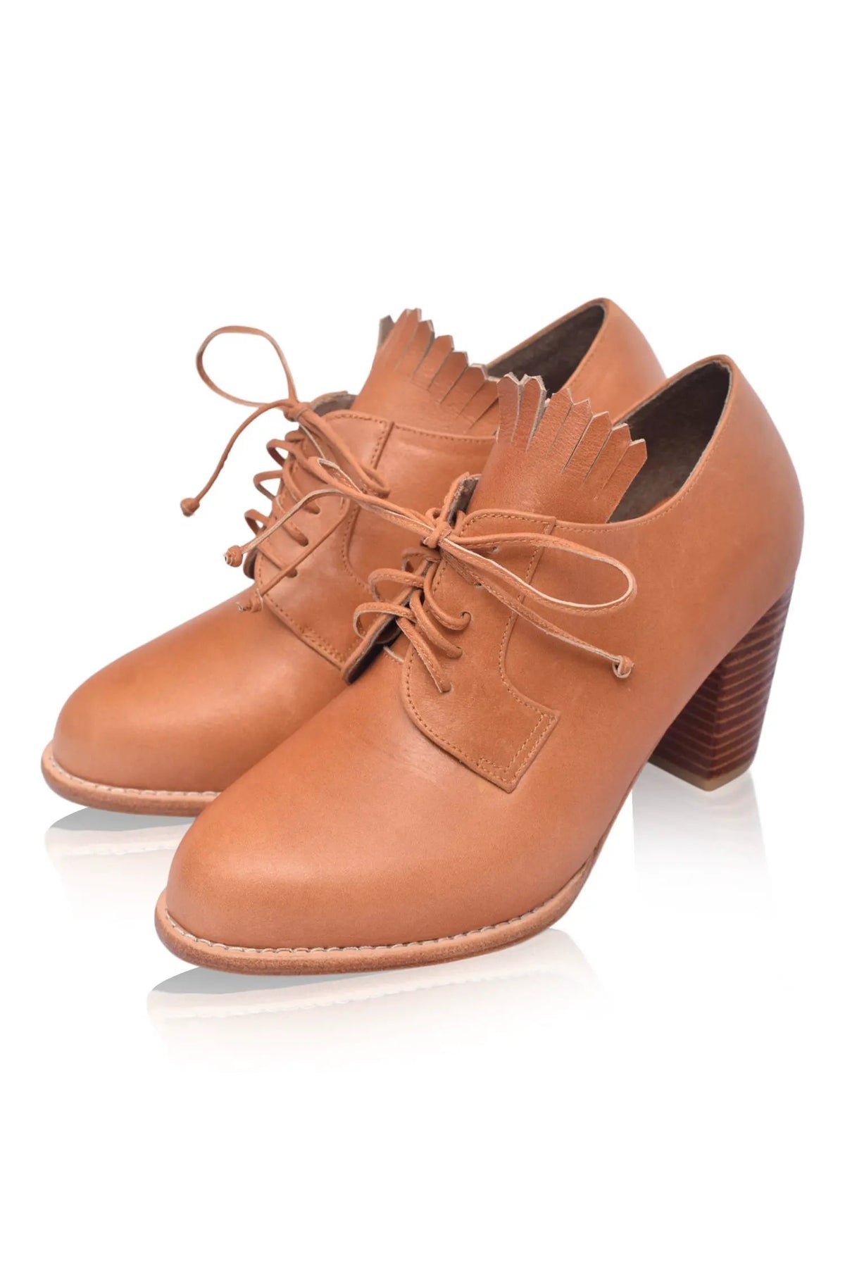 Lyon Lace-Up Leather Oxford Heels by ELF