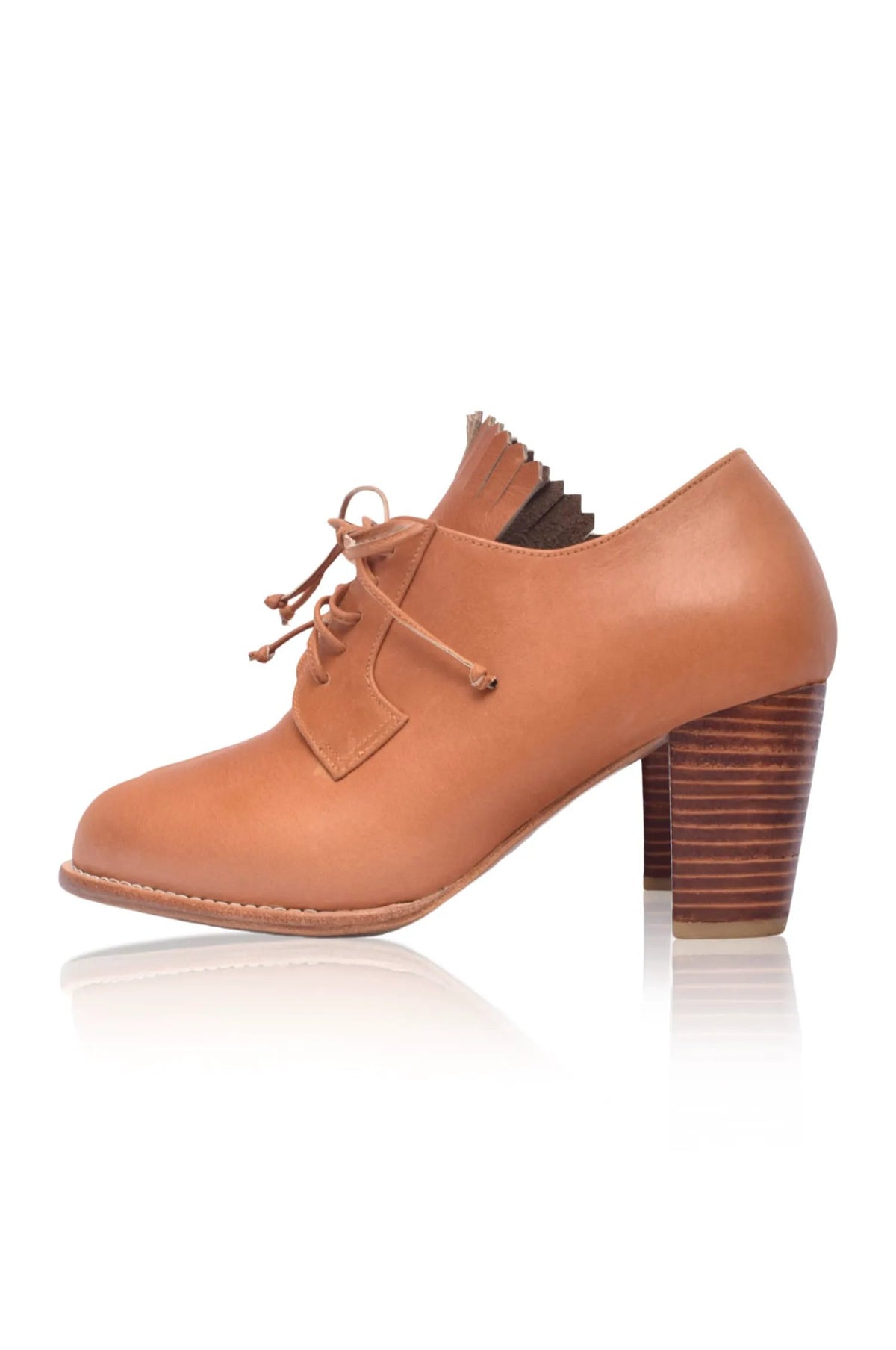 Lyon Lace-Up Leather Oxford Heels by ELF