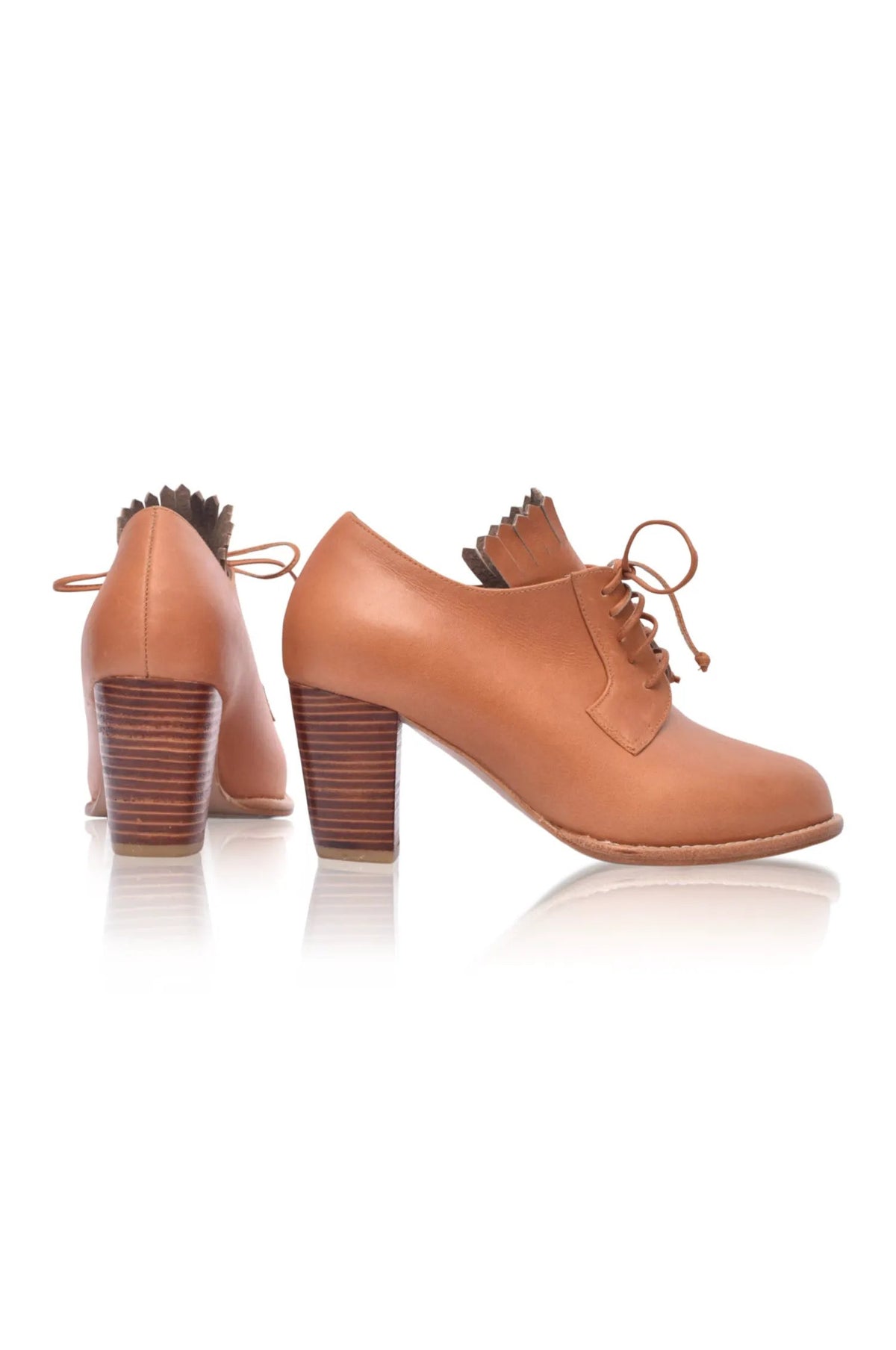 Lyon Lace-Up Leather Oxford Heels by ELF