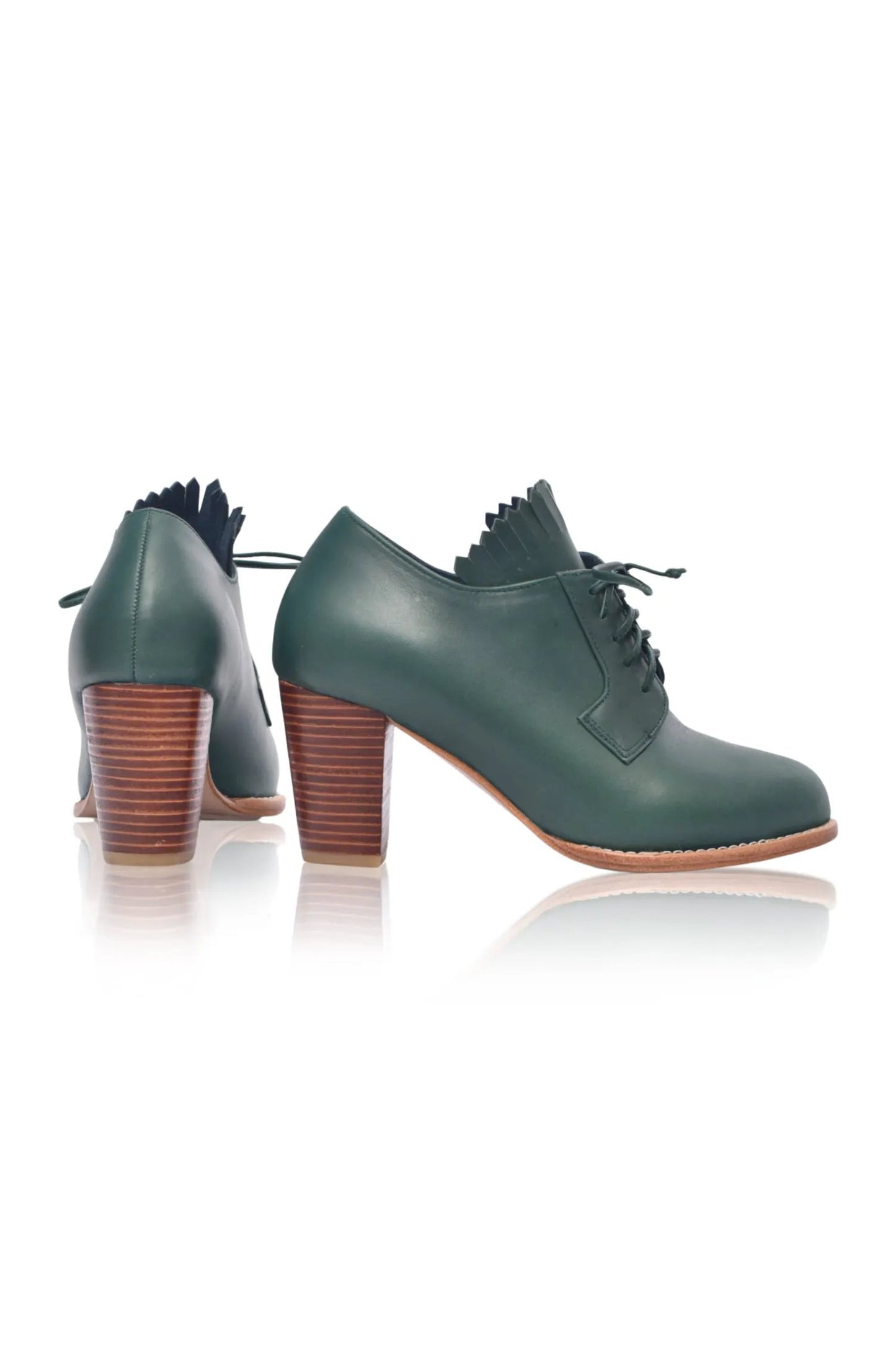 Lyon Lace-Up Leather Oxford Heels by ELF