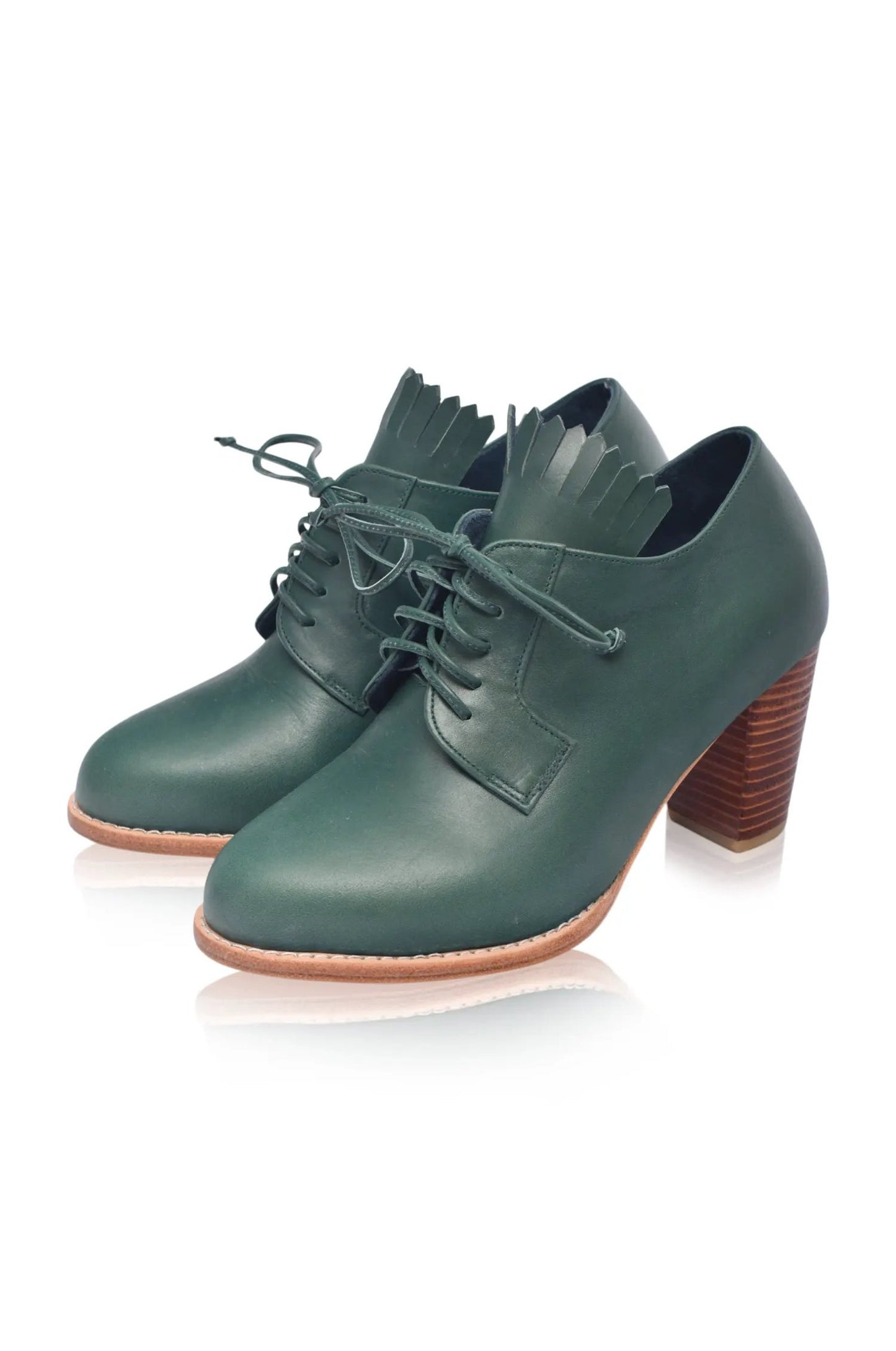 Lyon Lace-Up Leather Oxford Heels by ELF