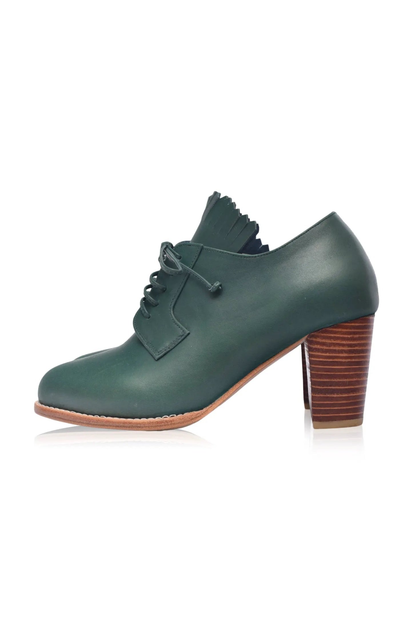 Lyon Lace-Up Leather Oxford Heels by ELF