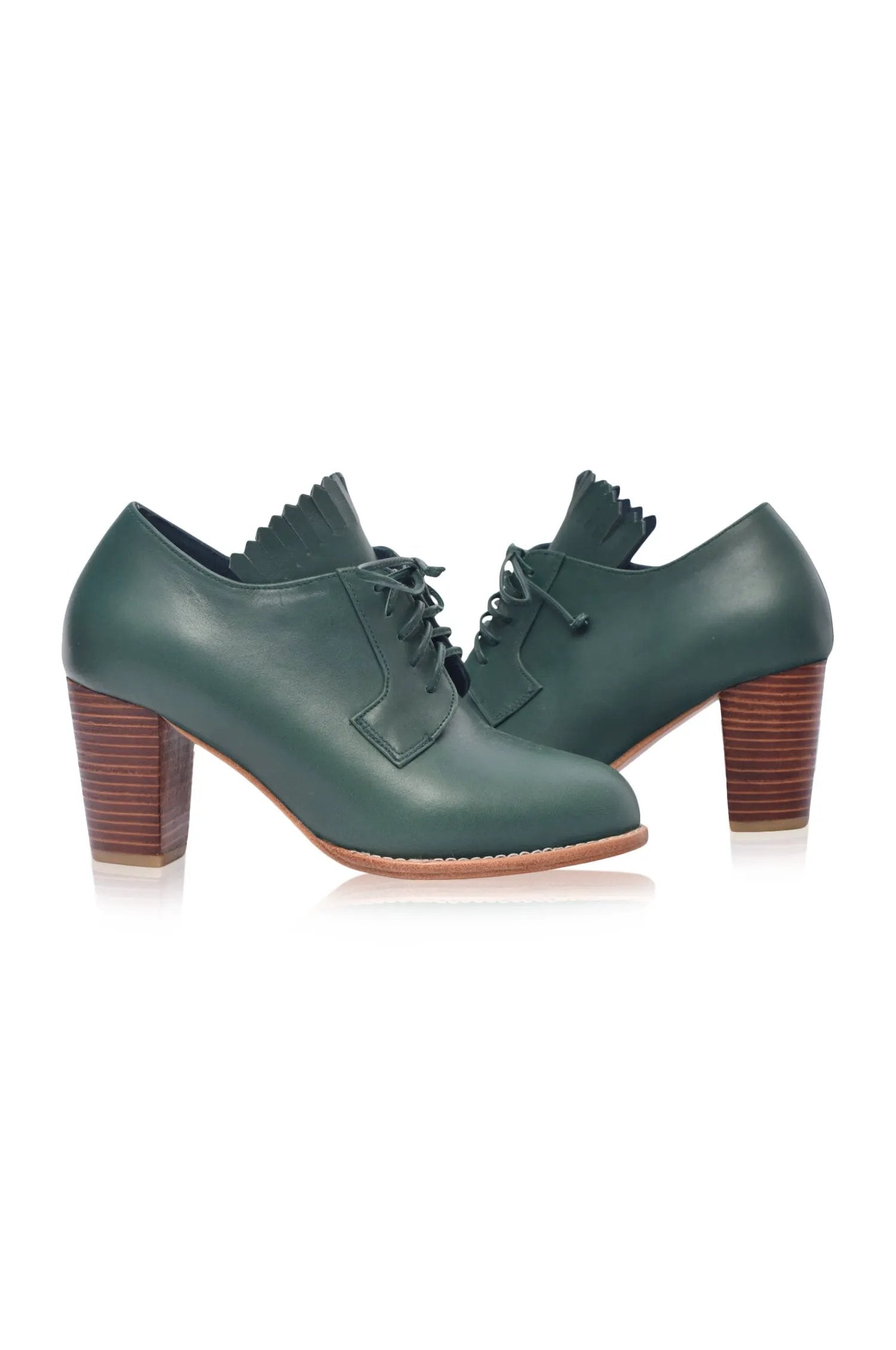 Lyon Lace-Up Leather Oxford Heels by ELF