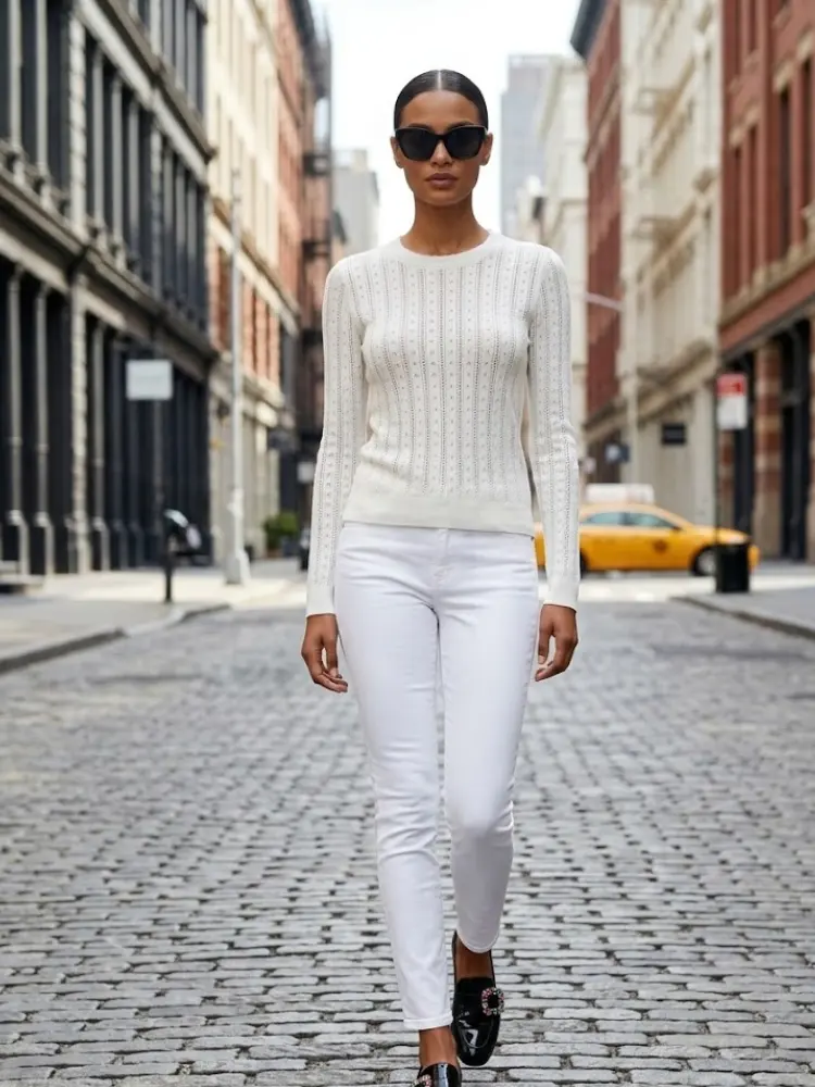 MADISON Women's Pointelle Knit Sweater Prêt-à-Porter BYMANYC ® New York by BYMANYC ® New York