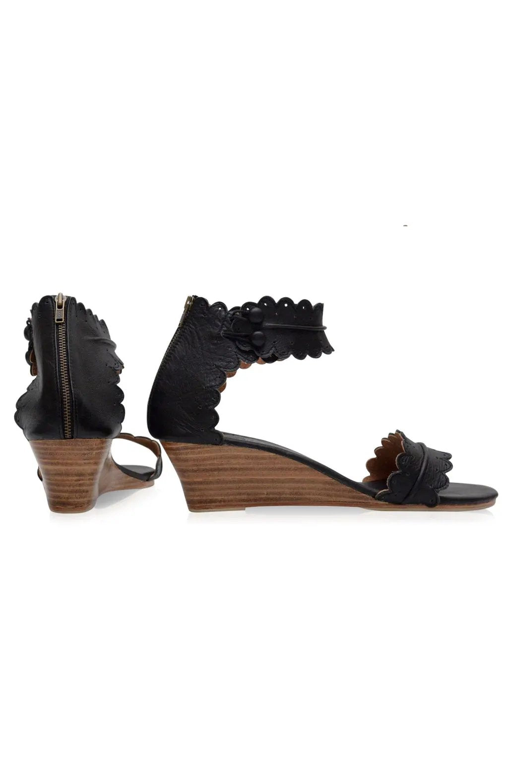 Magdalena Wooden Wedge Sandals by ELF