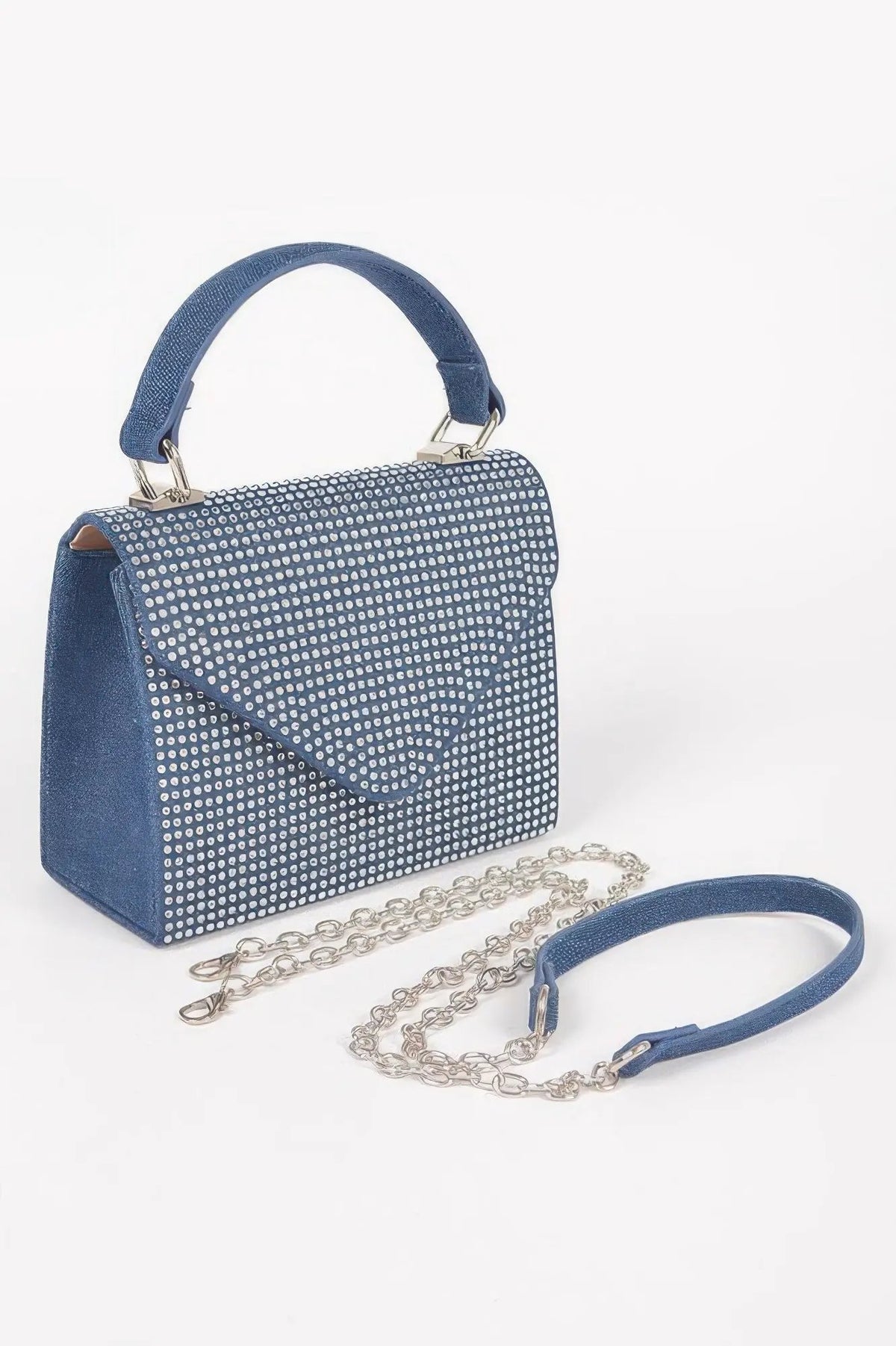 MEATPACKING Hot Fix Stone Denim Top Handle Bag: BYMANYC ® New York by BYMANYC ® New York