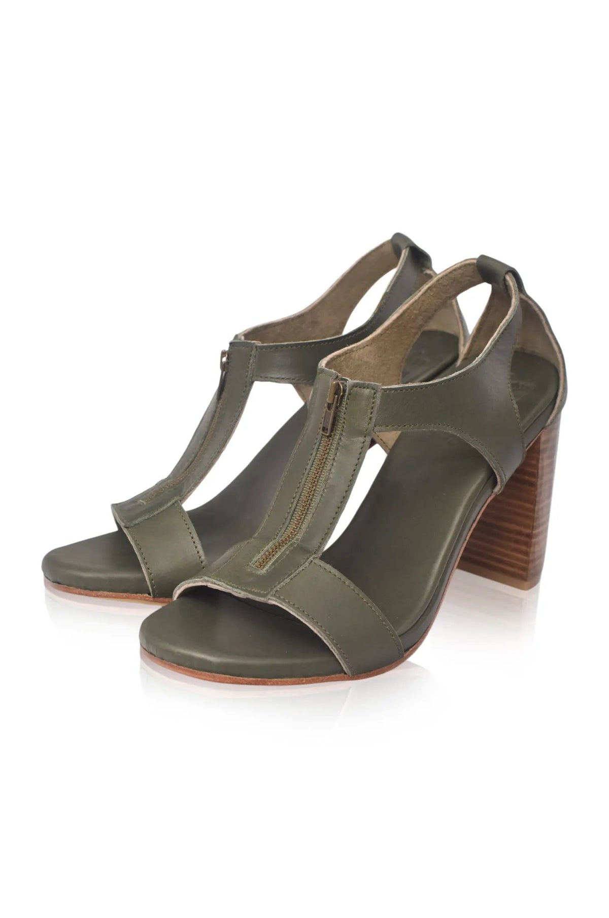 Makoa Block Heel Leather Sandals by ELF