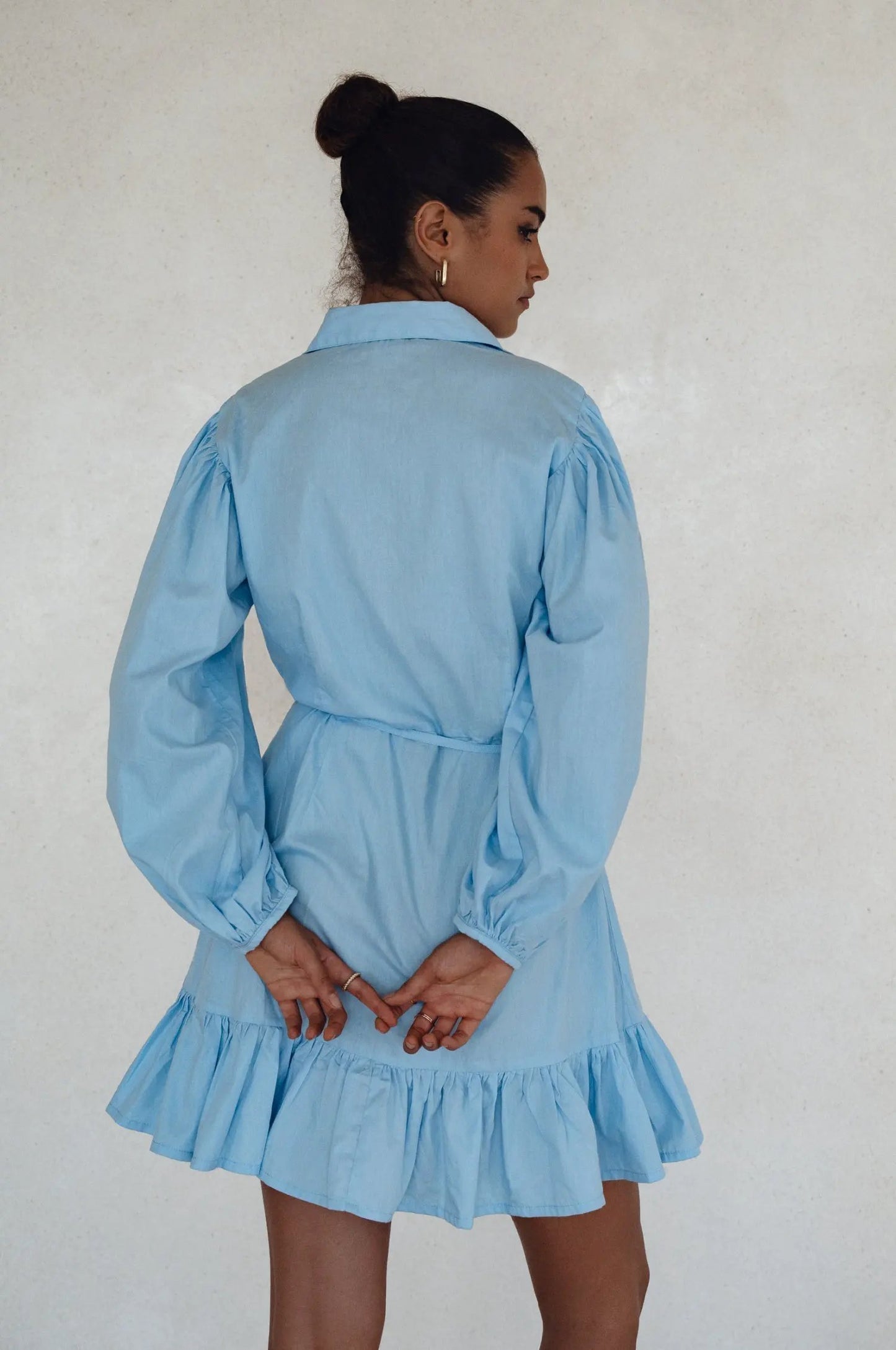 Malina Button Down Cotton Mini Dress (Sale) by ELF