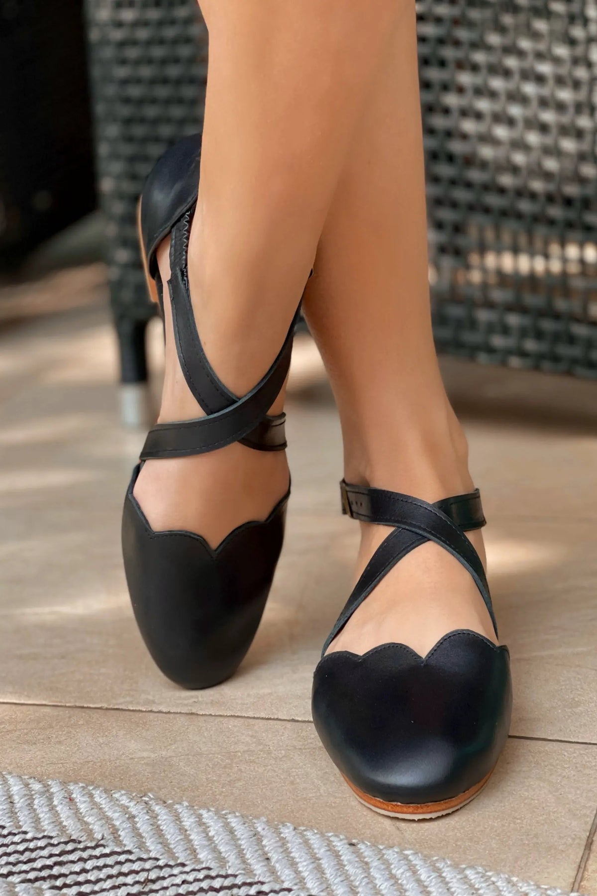 Mangrove Cross-Strap Leather Ballet Flats by ELF
