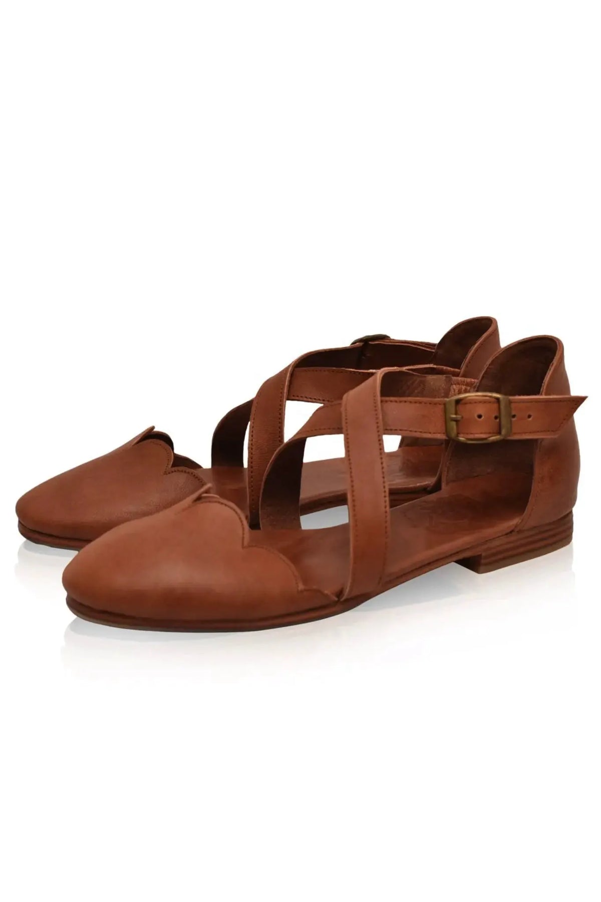 Mangrove Cross-Strap Leather Ballet Flats by ELF