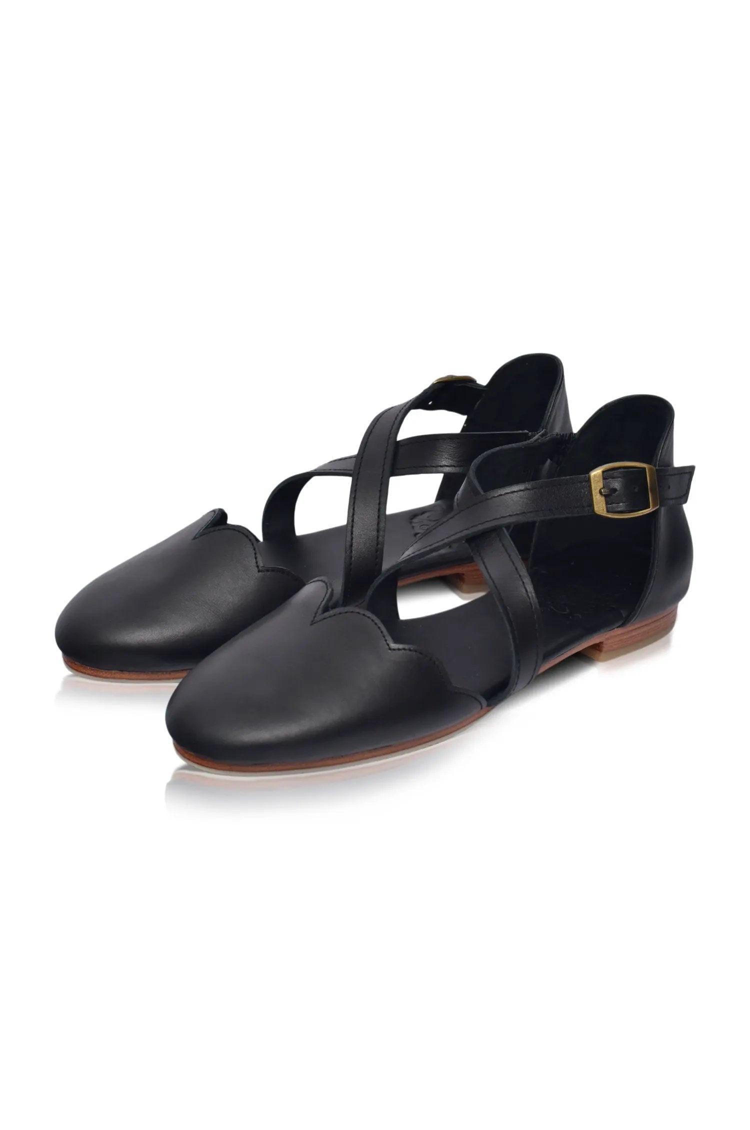 Mangrove Cross-Strap Leather Ballet Flats by ELF