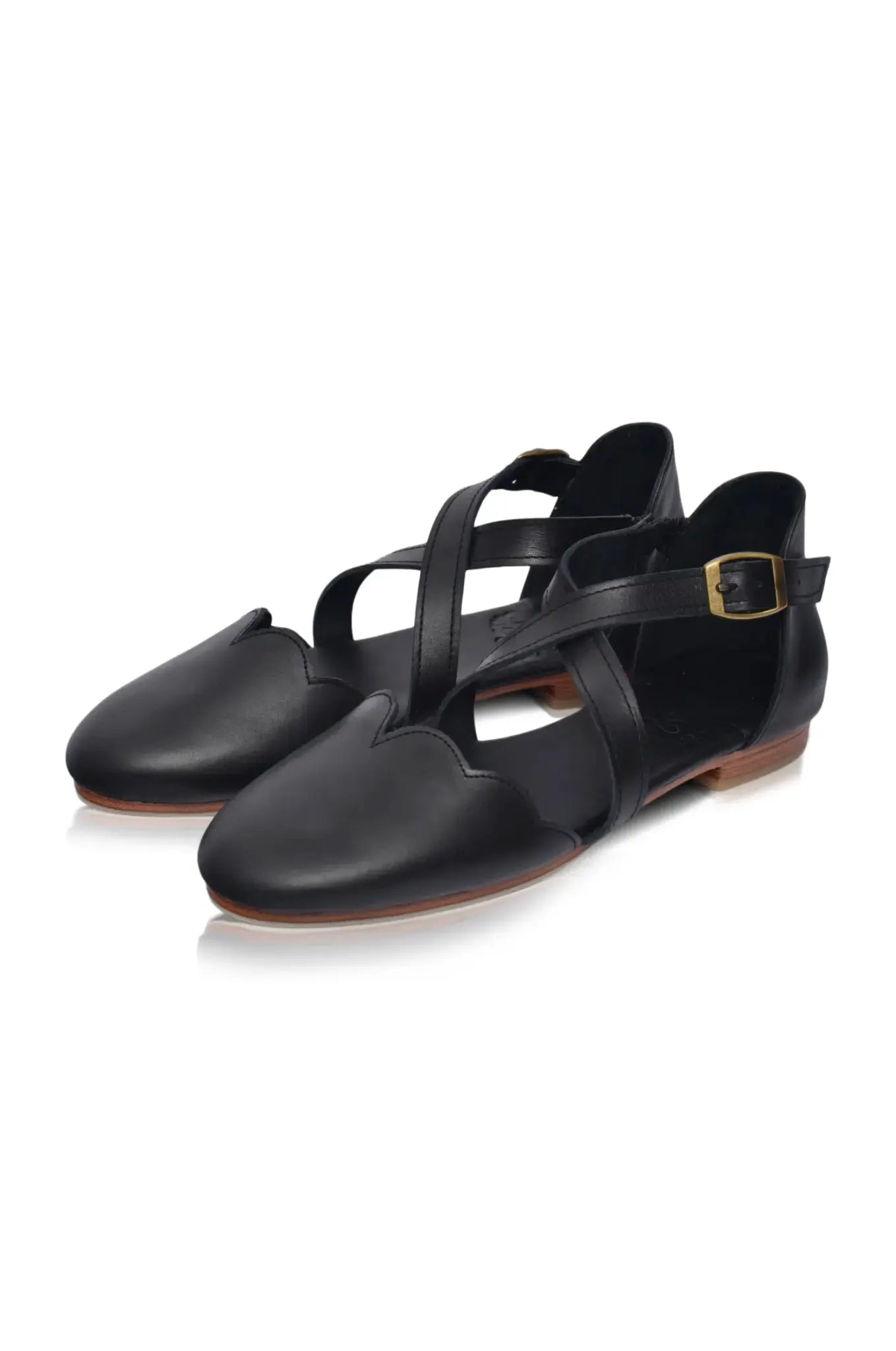 Mangrove Cross-Strap Leather Ballet Flats by ELF