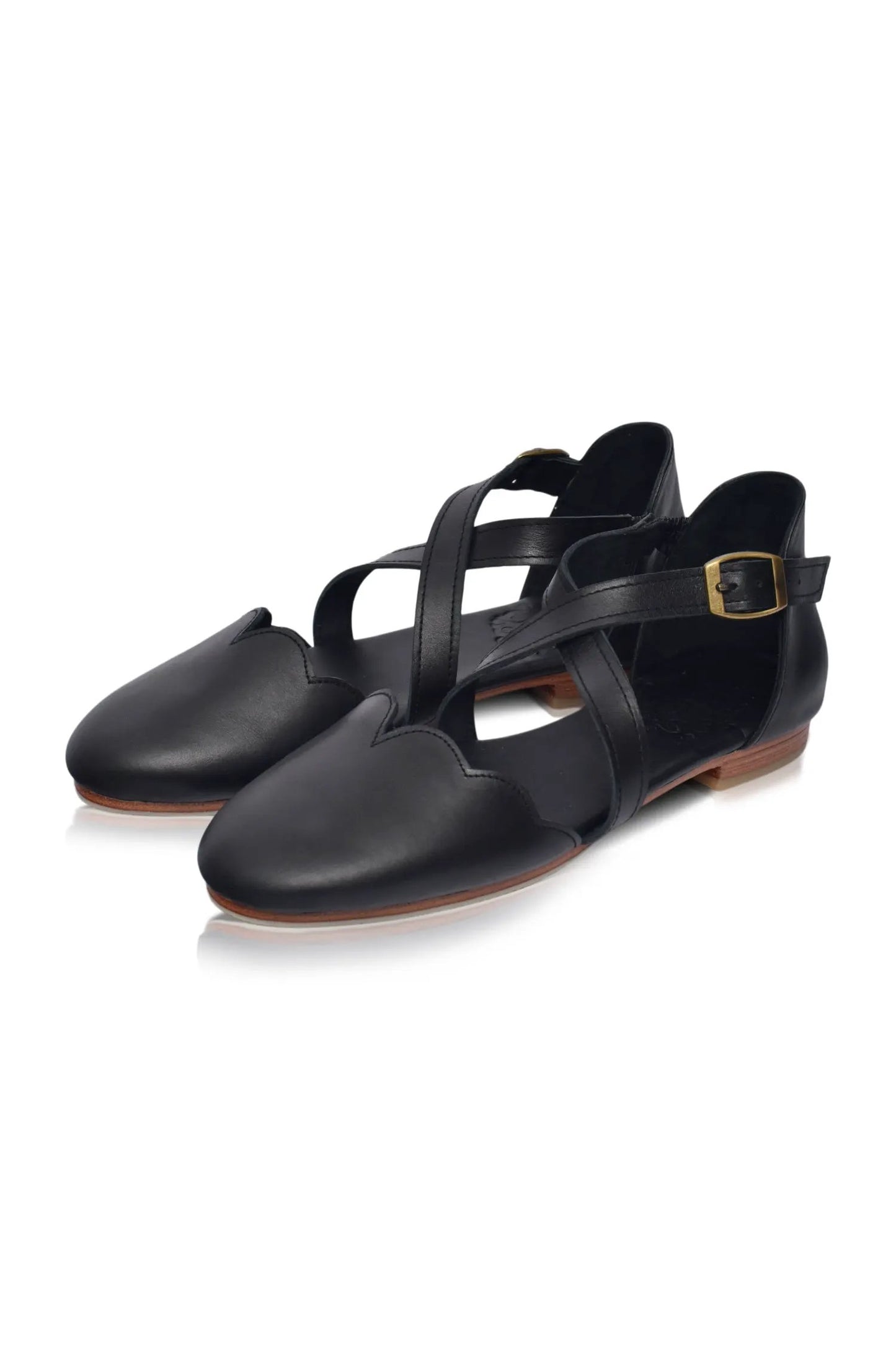 Mangrove Cross-Strap Leather Ballet Flats by ELF