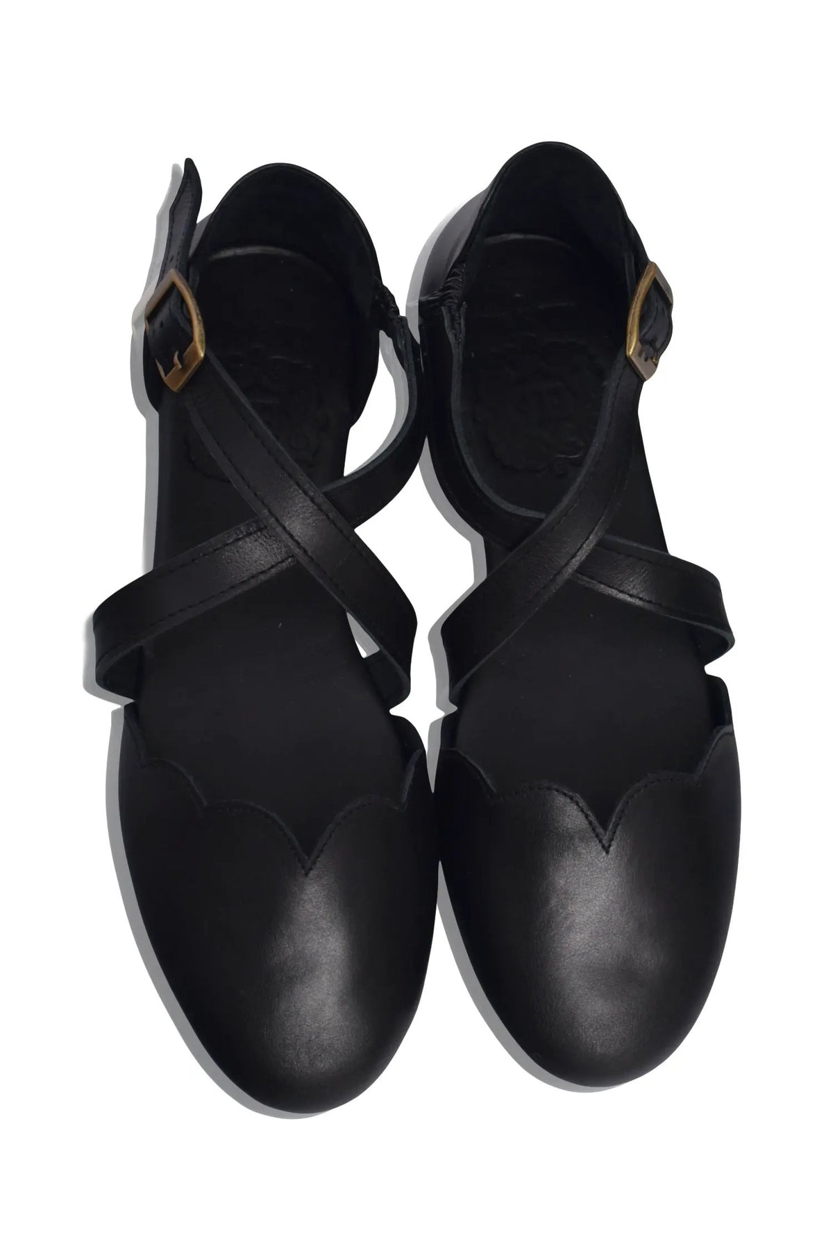 Mangrove Cross-Strap Leather Ballet Flats by ELF