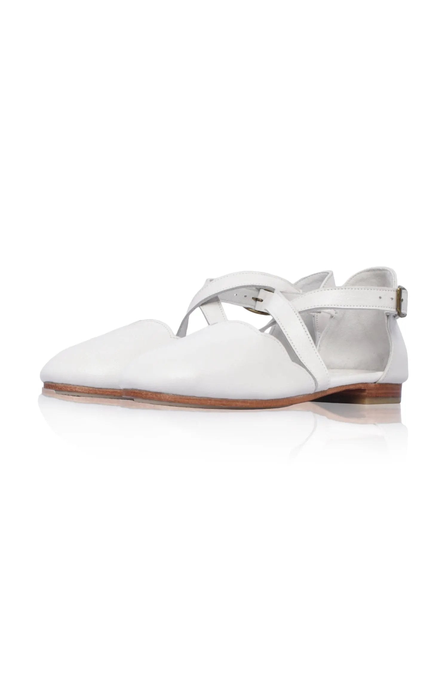 Mangrove Cross-Strap Leather Ballet Flats by ELF