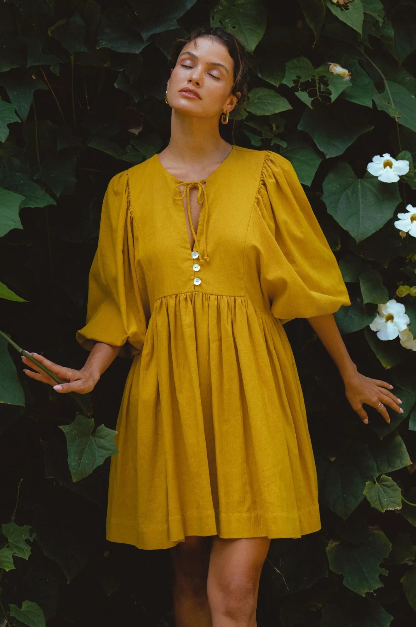 Maribelle Babydoll Linen Mini Dress by ELF