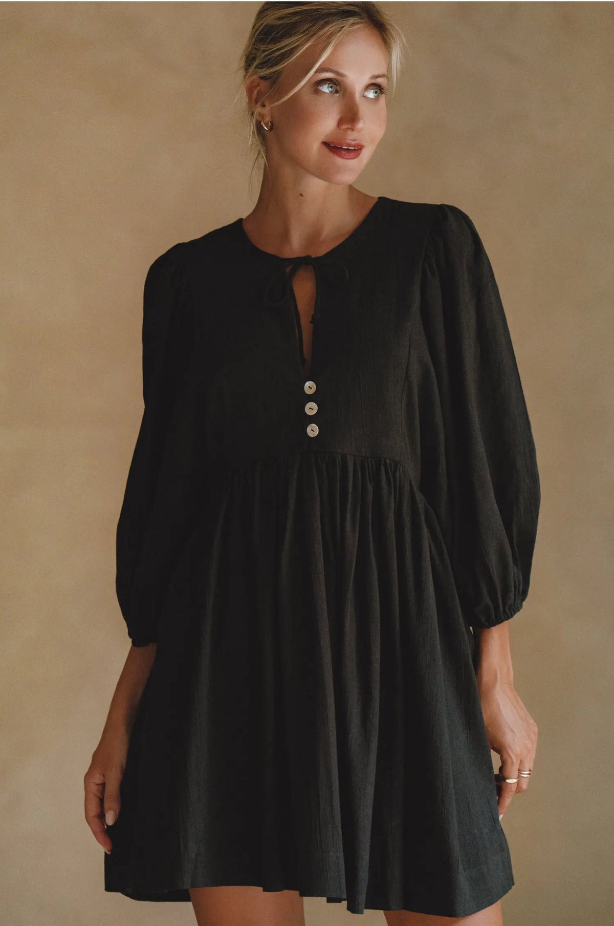 Maribelle Babydoll Linen Mini Dress by ELF