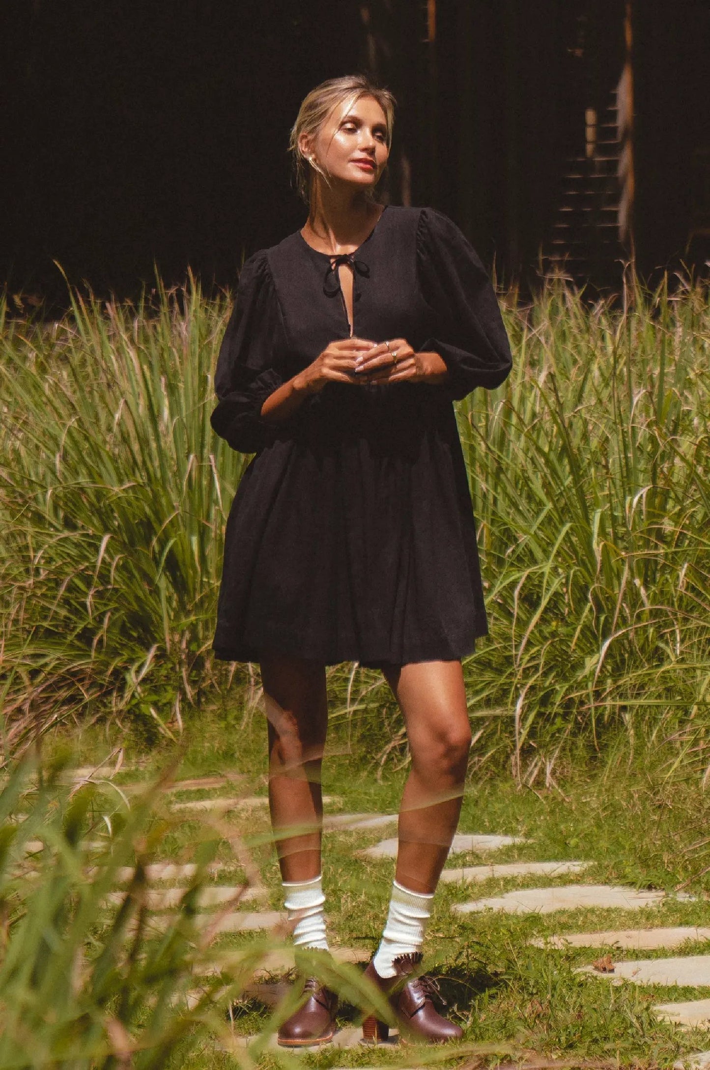 Maribelle Babydoll Linen Mini Dress by ELF
