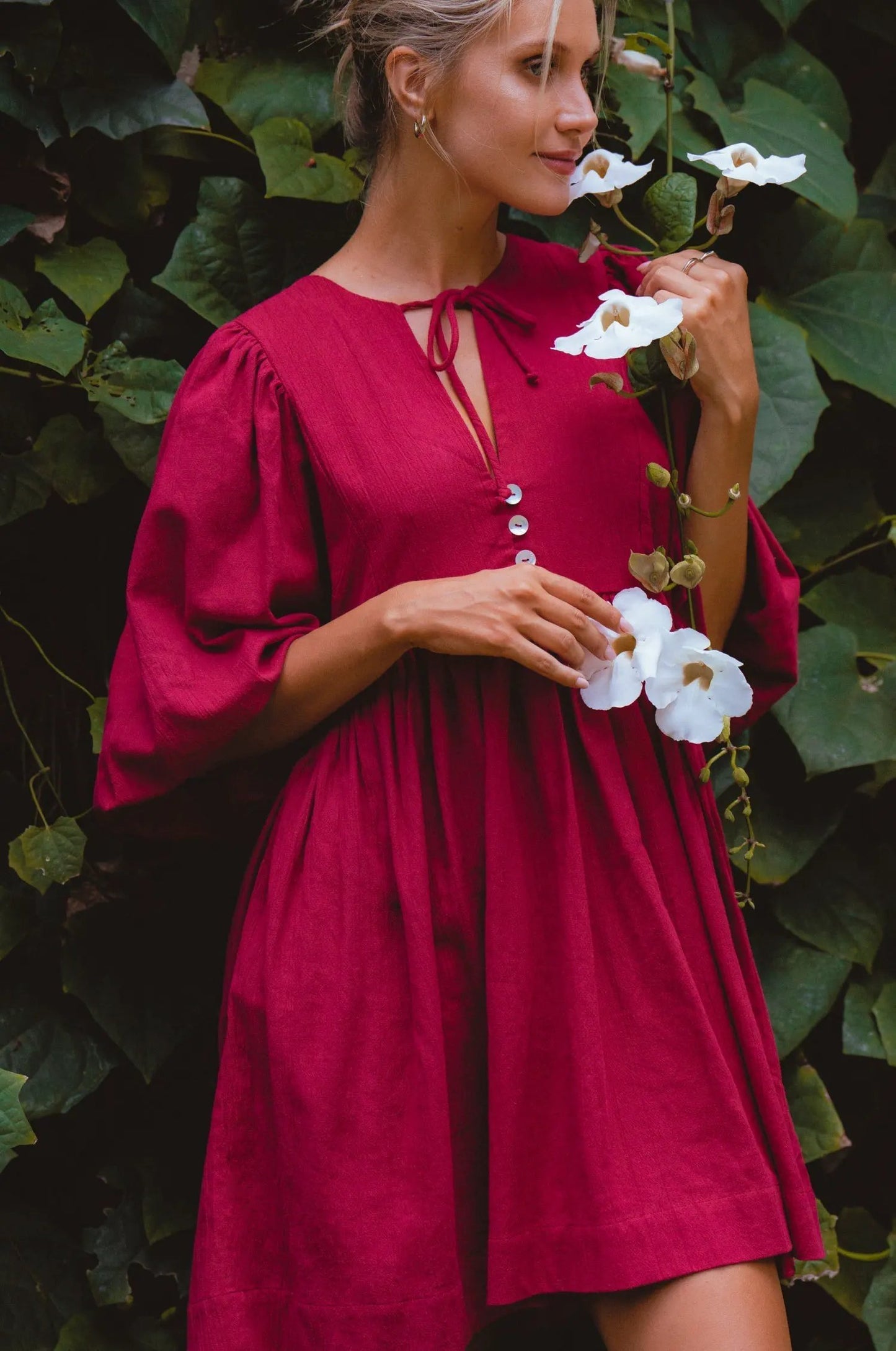 Maribelle Babydoll Linen Mini Dress by ELF
