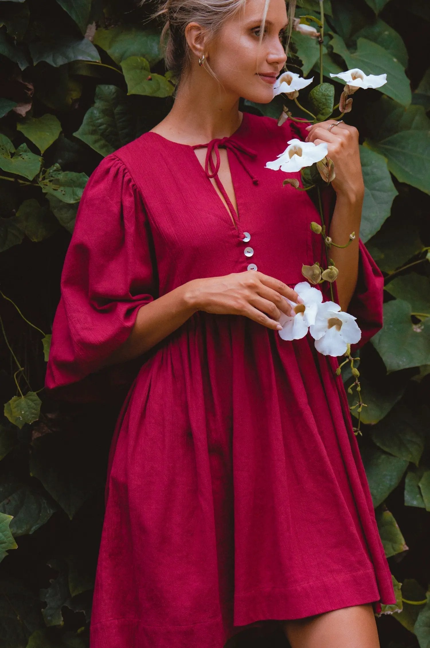 Maribelle Babydoll Linen Mini Dress by ELF